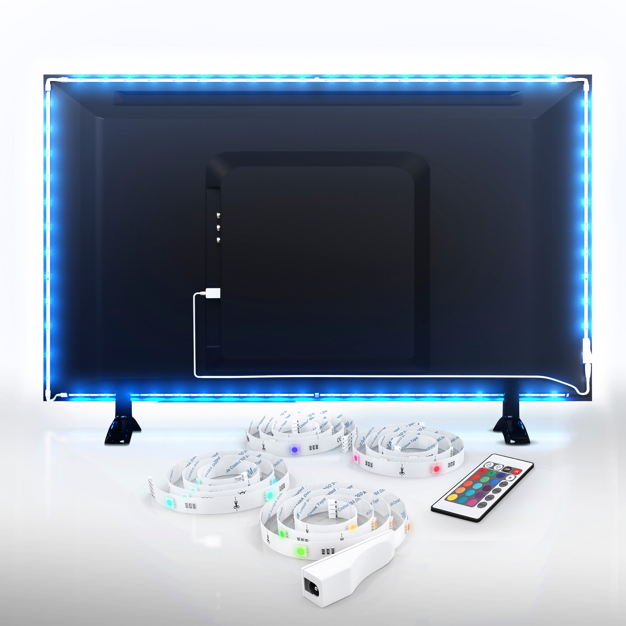 B.K.Licht LED Stripe, TV-Beleuchtungs-Set 4x 50 cm, inkl. 36 x RGB-LED, inkl. USB Anschluß, Fernbedienung, für TV´s von 40 - 60 Zoll