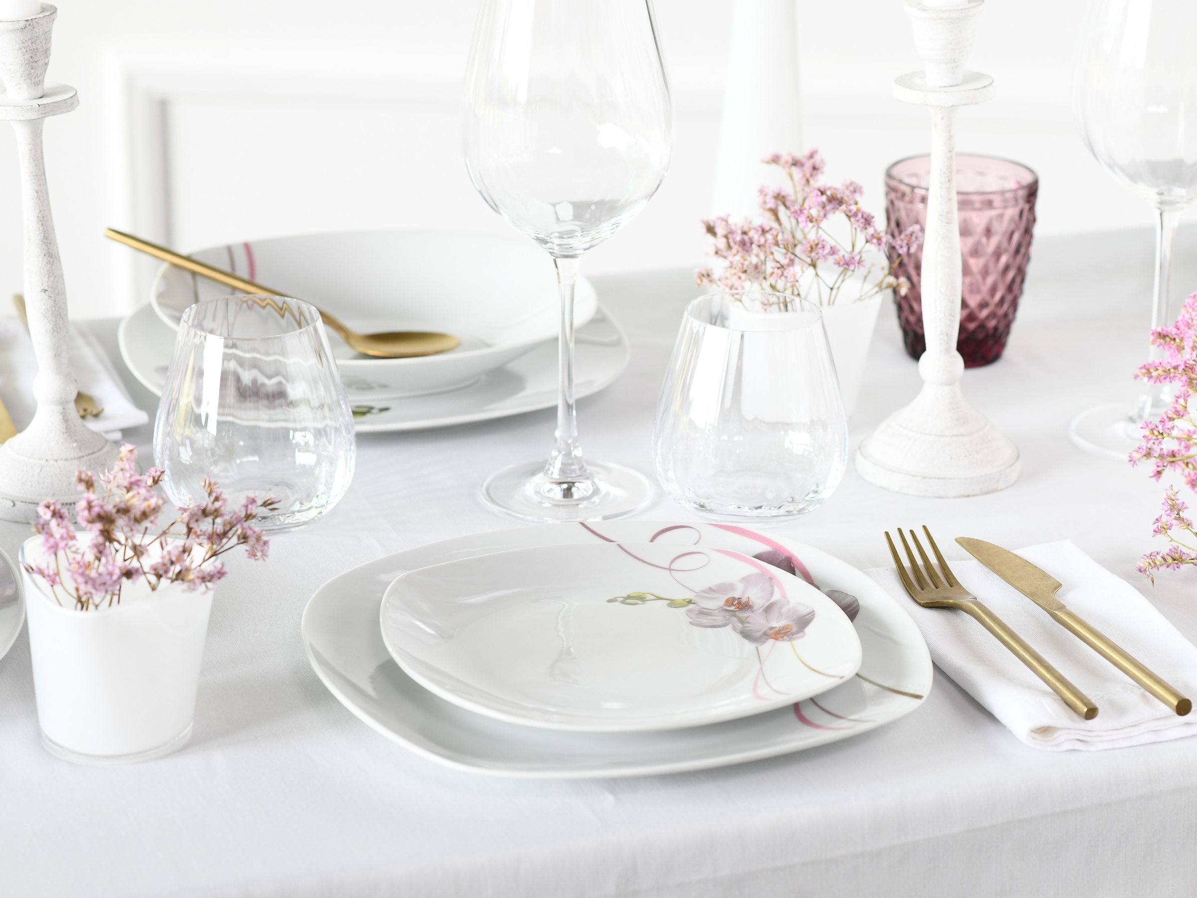 CreaTable Teller-Set »Square Orchidee, Tellerset 18-tlg«, (Set, 18 tlg.), Fotorealistische Darstellung
