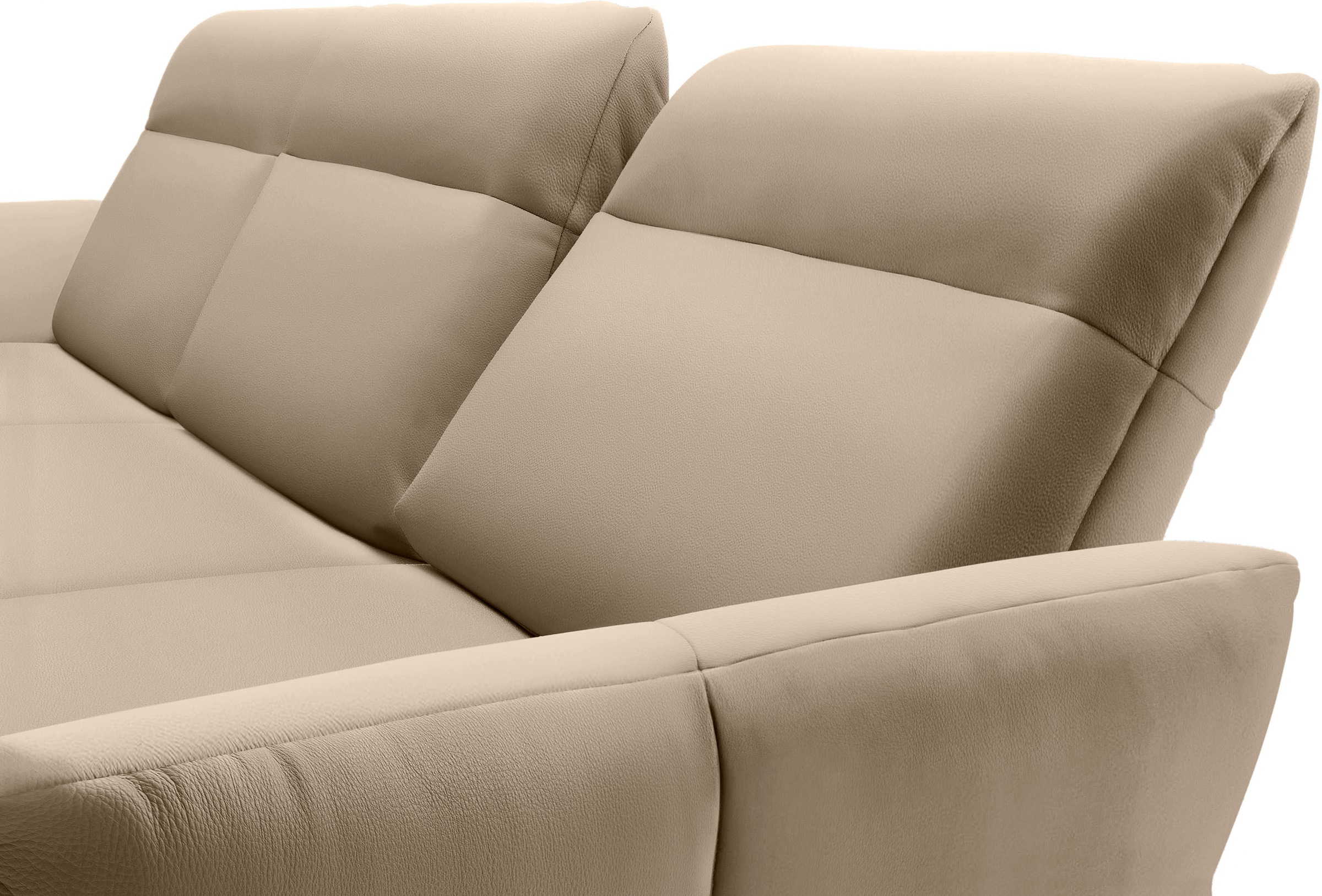 Creation BY ROLF BENZ Ecksofa »CR.460«, Sockel in Nussbaum, Winkelfüße in Umbragrau, Breite 338 cm