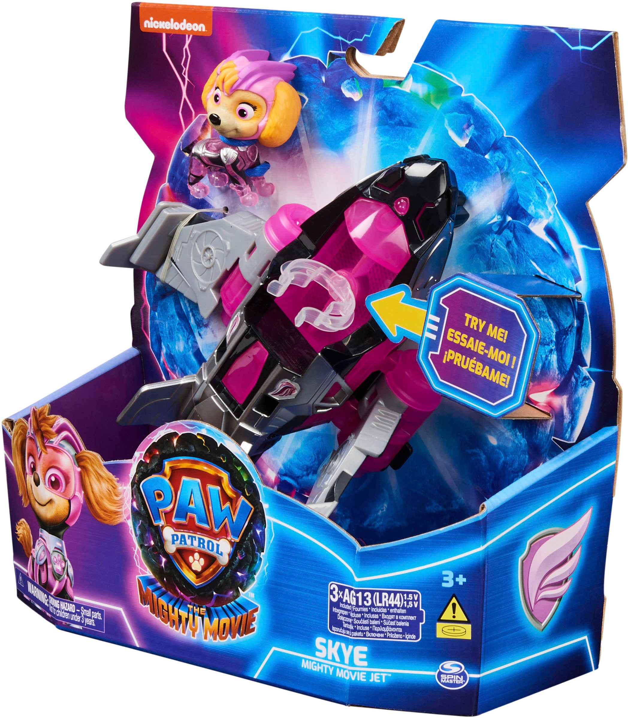 Spin Master Spielzeug-Auto »Paw Patrol - Movie II - Basic Themed Vehicles Skye«, Flugzeug mit Welpenfigur, Licht- und Soundeffekt