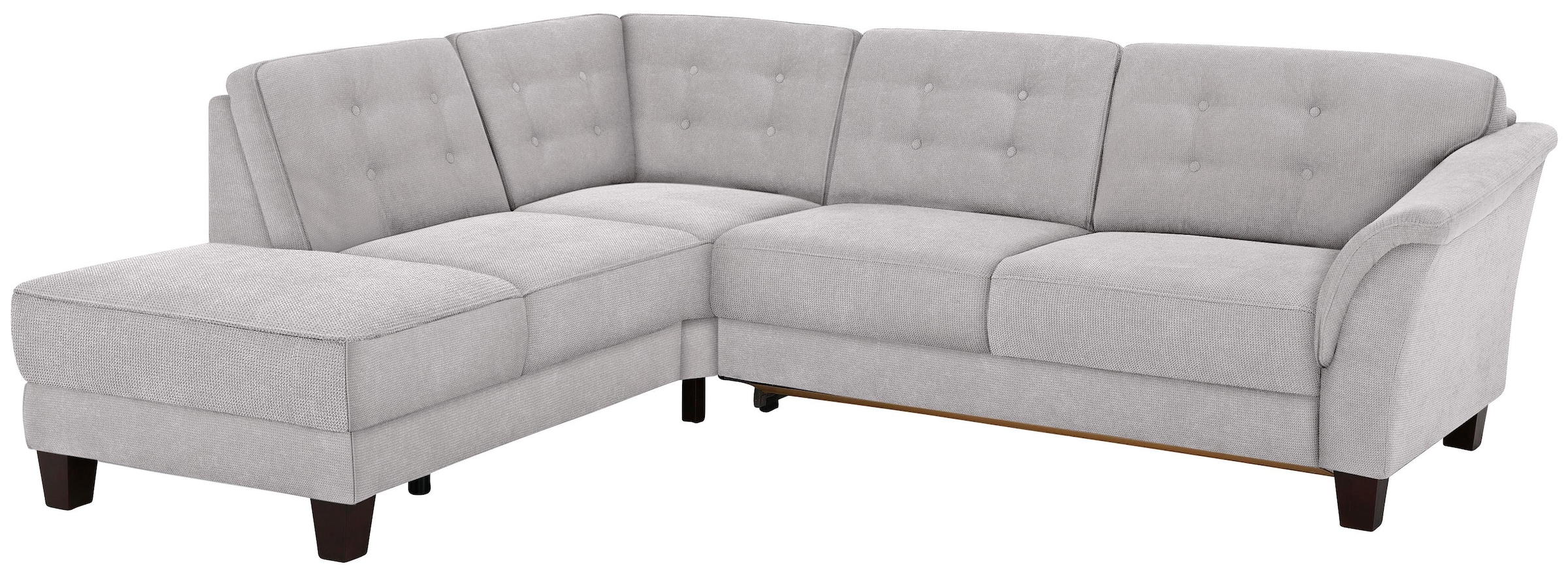 Home affaire Ecksofa »Trondheim L-Form«, mit Federkern und Knopfheftung im Rücken, Füße Buche dunkel