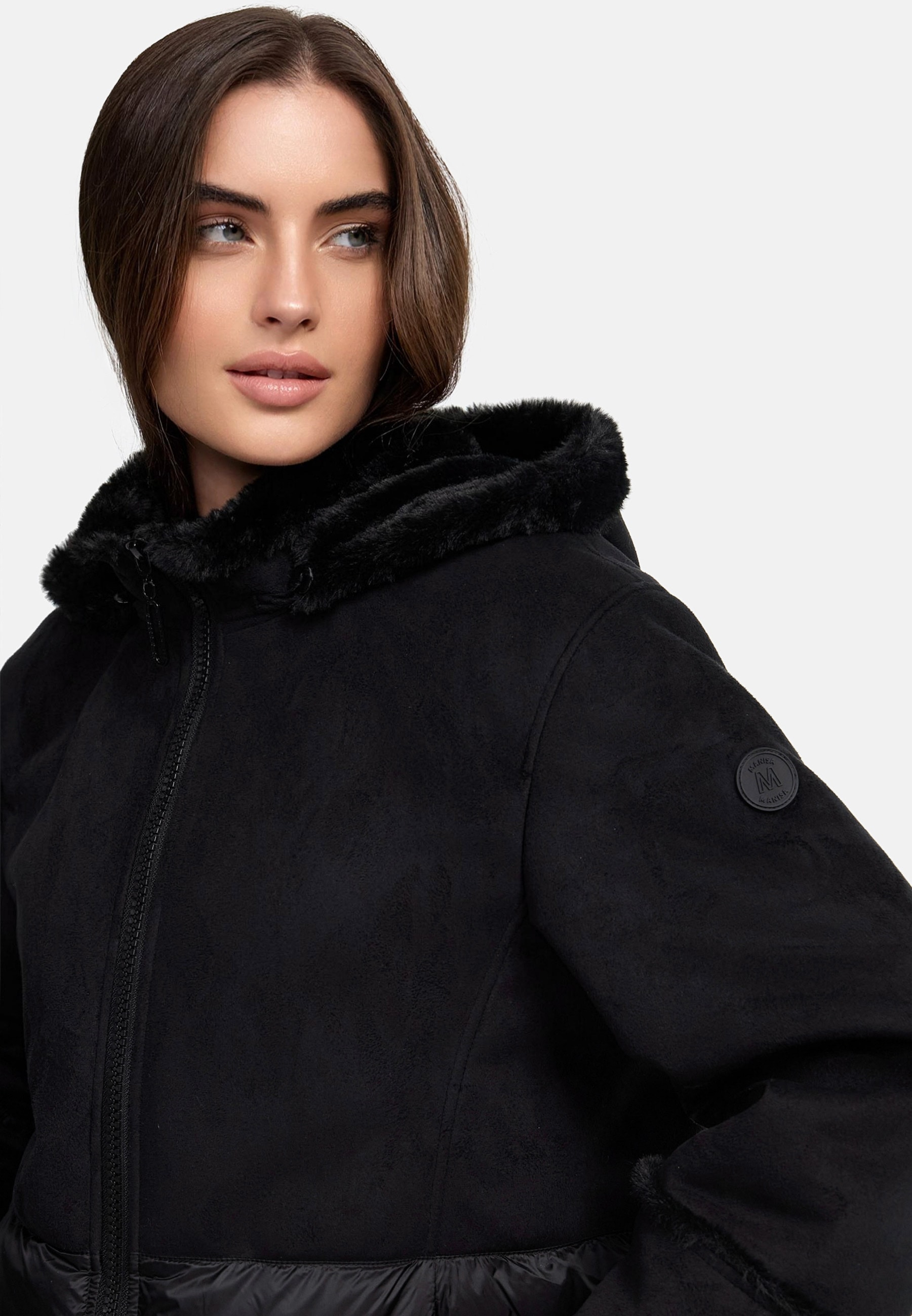MANISA Kurzjacke, mit Kapuze, mit Teddyfell-Kapuze