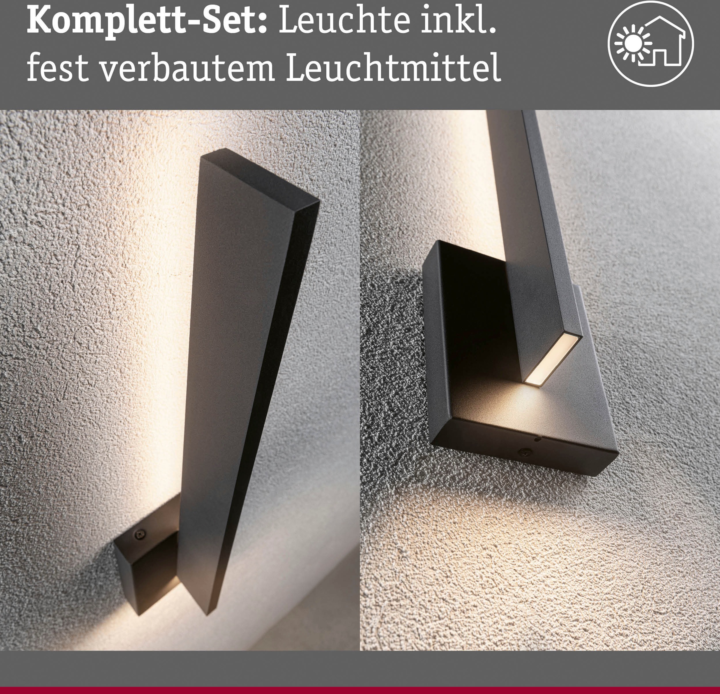 Paulmann LED Außen-Wandleuchte »Outdoor 230V Levka 13,5W IP44 3000K anthrazit« Warmweiß Outdoor 230V Levka 13,5W IP44 3000K anthrazit