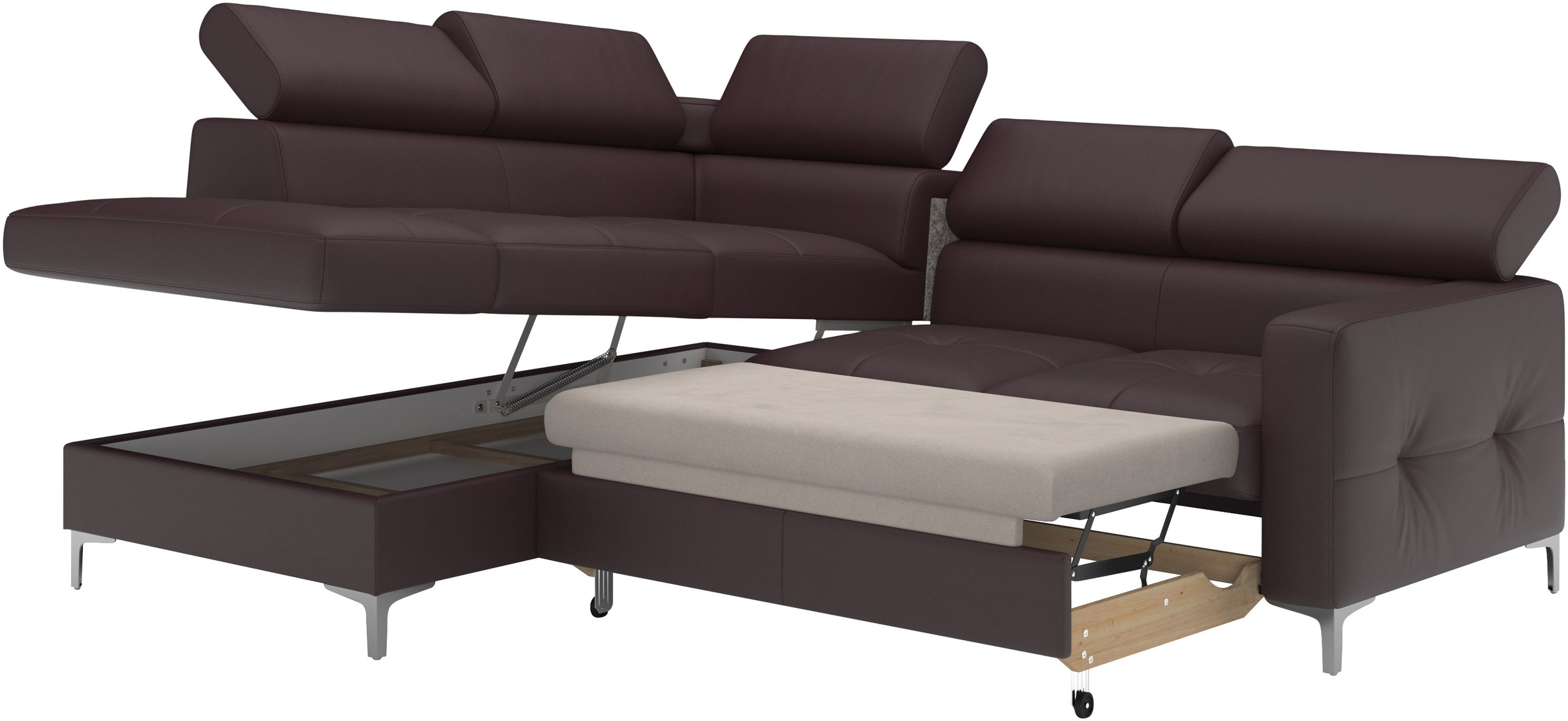 COTTA Ecksofa »Sammy L-Form«, mit Kopfteilverstellung, wahlweise mit Bettfunktion & Bettkasten