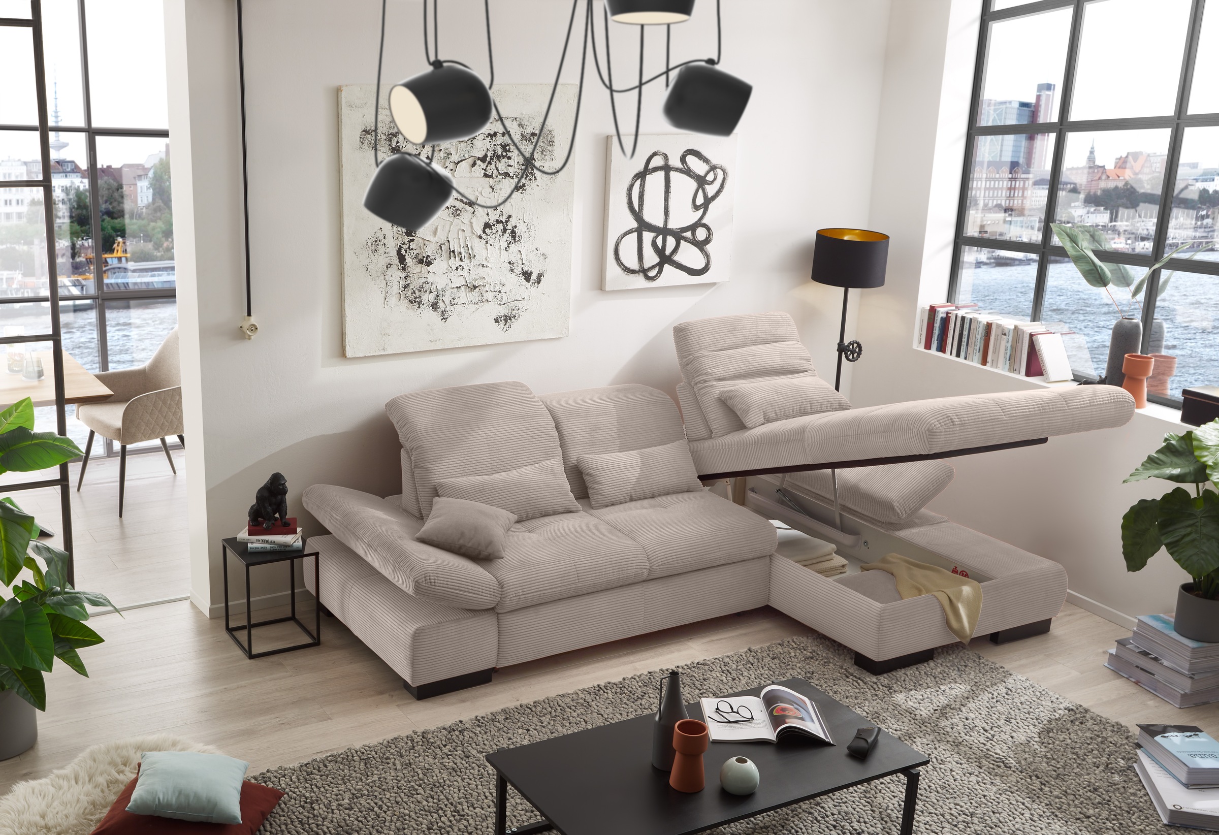 set one by Musterring Ecksofa »SO4100 V«, mit verstellbaren Kopfteilen, wah günstig online kaufen