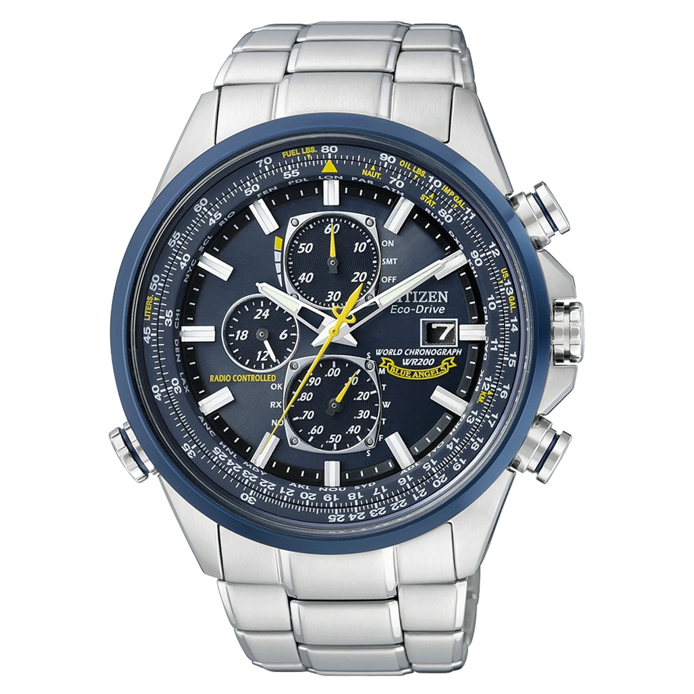 Citizen Funkchronograph »Promaster Blue Angels« Armbanduhr, Herrenuhr, Solar, Stoppfunktion, Edelstahlarmband