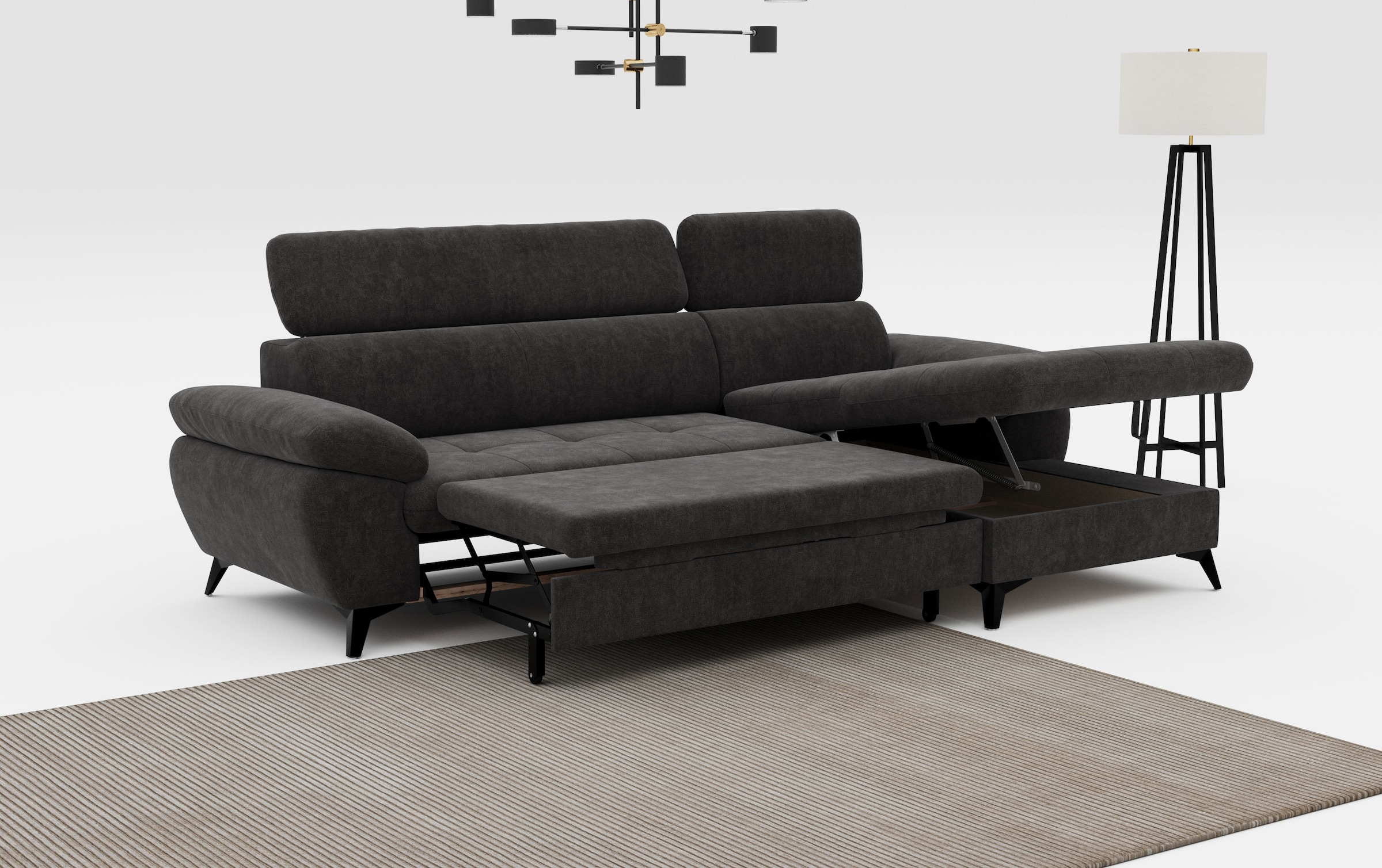 COTTA Ecksofa »Hudson L-Form«, mit Kopfteilverstellung, wahlweise mit Bettfunktion & Bettkasten