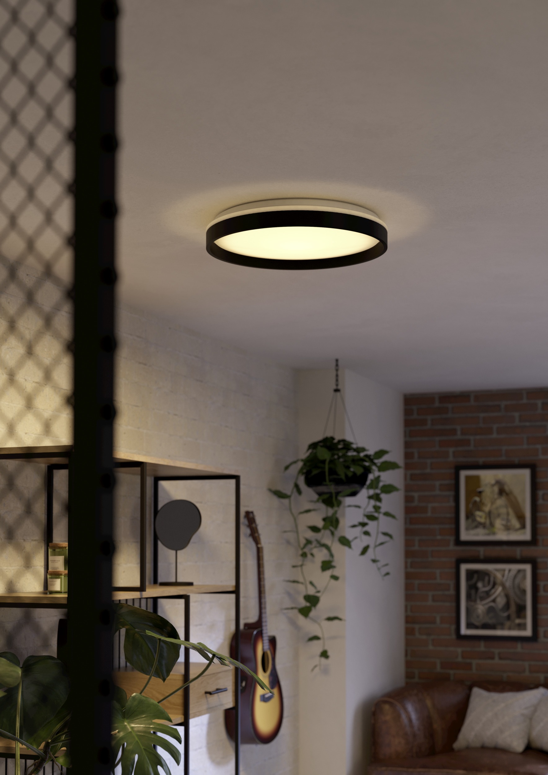 EGLO LED Deckenleuchte »MOSCHETTINO-Z Deckenlampe, Disco-Modus, ZigBee 3.0, Wohnzimmerlampe« LED-Modul 1 Stk. RGB | warmweiß - kaltweiß Fernbedienung inkl., App / Sprachsteuerung Alexa, H:7,9cm x D:49,1cm