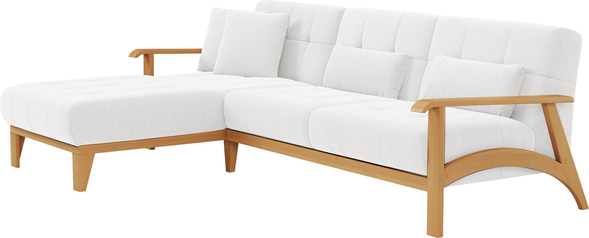 sit&more Ecksofa »Billund L-Form«, Armlehnen aus eichefarbigem Buchenholz, verschiedene Bezüge und Farben