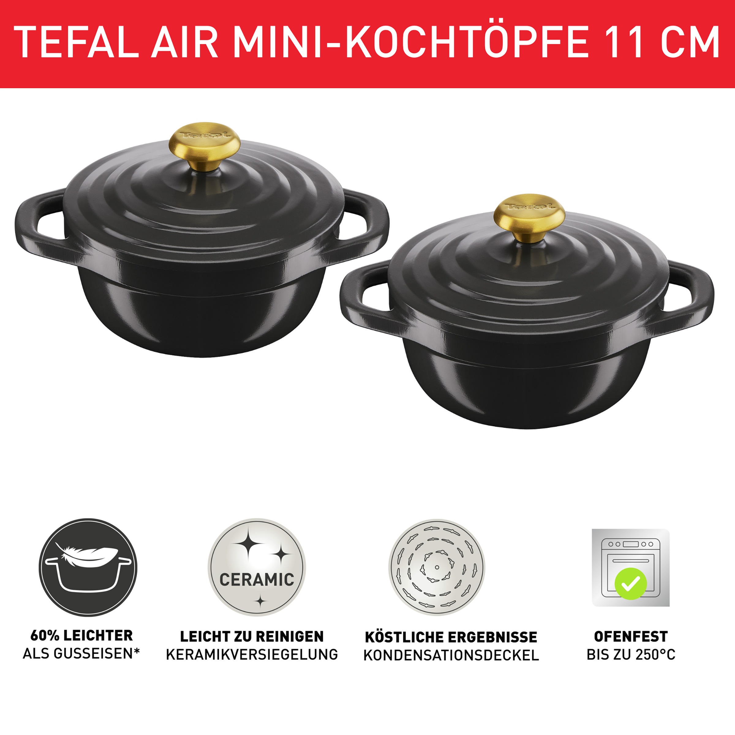 Tefal Topf-Set »Air« Set, 4 Stk. tlg. Aluminiumguss