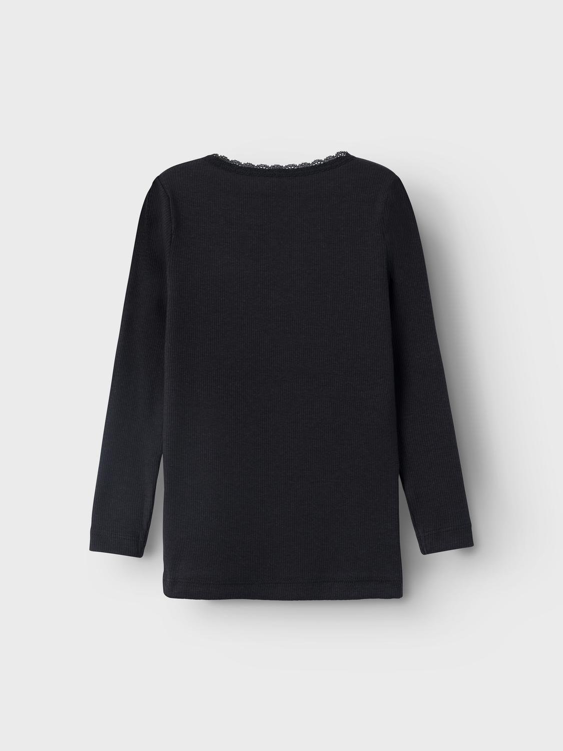 Name It Langarmshirt »NMFKAB LS TOP NOOS«, in Feinripp und mit süßer Spitzenkante am Ausschnitt