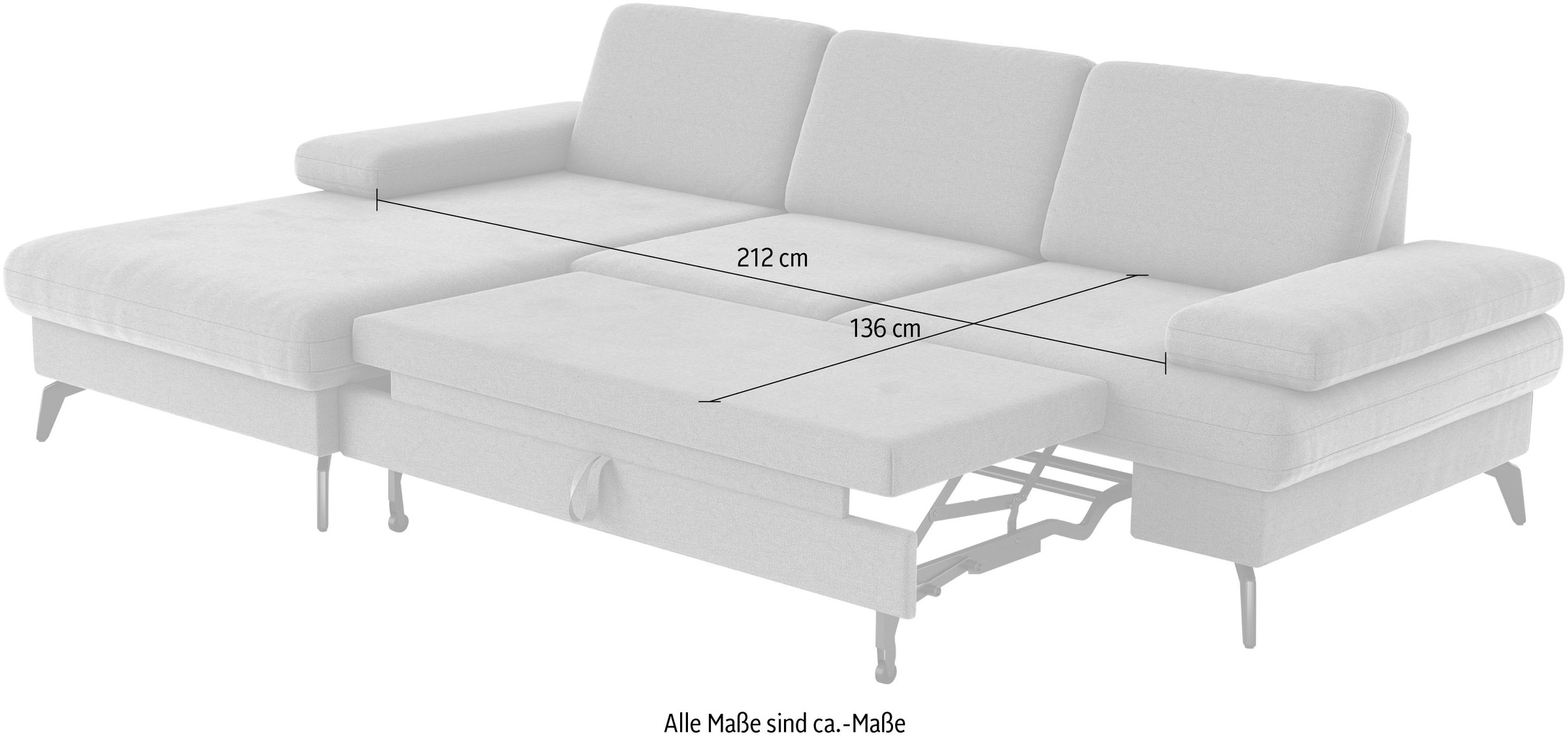 sit&more Ecksofa »Morris L-Form, inkl. Sitztiefenverstellung«, wahlweise mit Armteilverstellung, Bettfunktion & Bettkasten