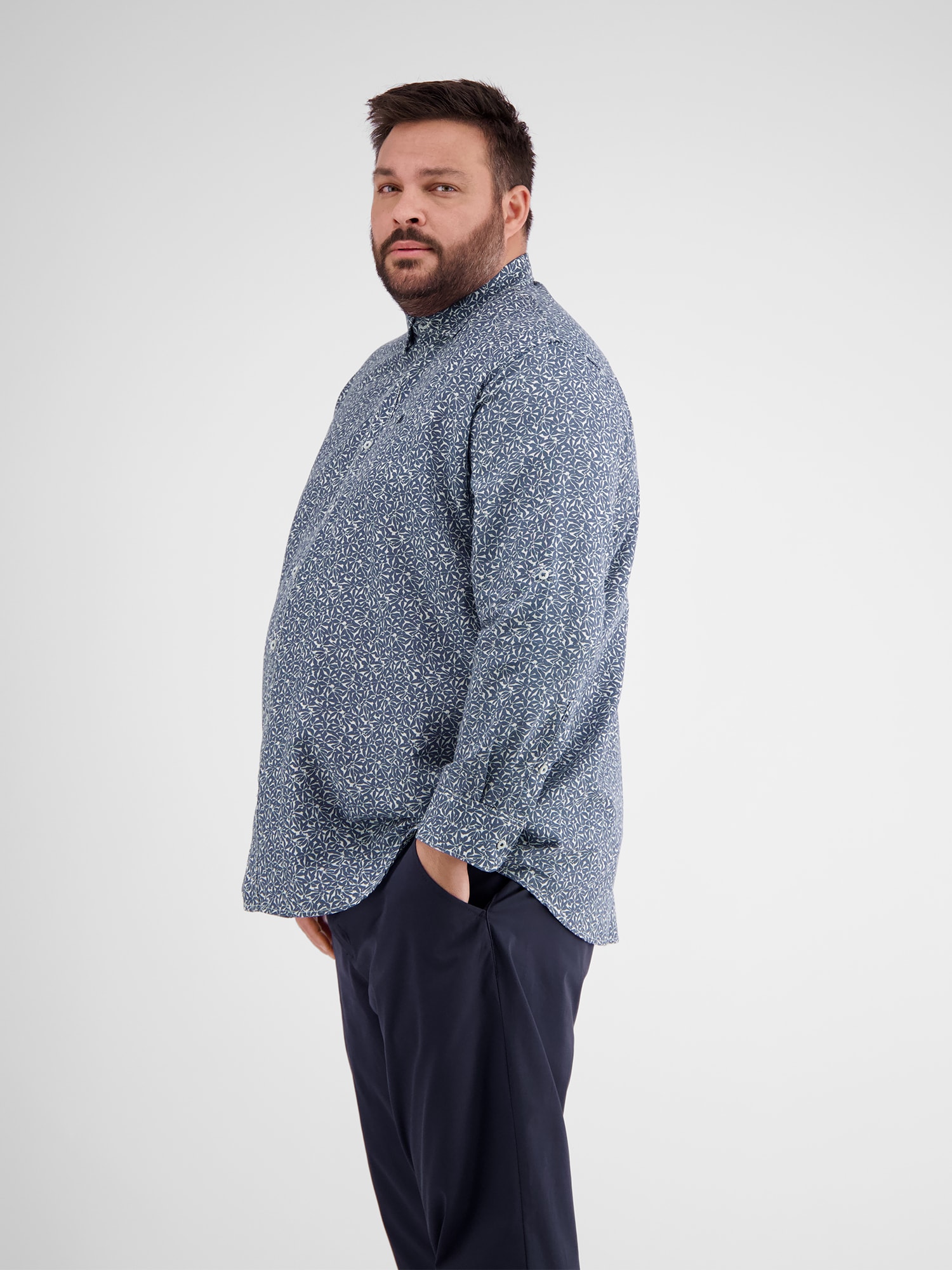 LERROS Langarmhemd »LERROS Herrenhemd in Übergrößen, floral bedruckt«