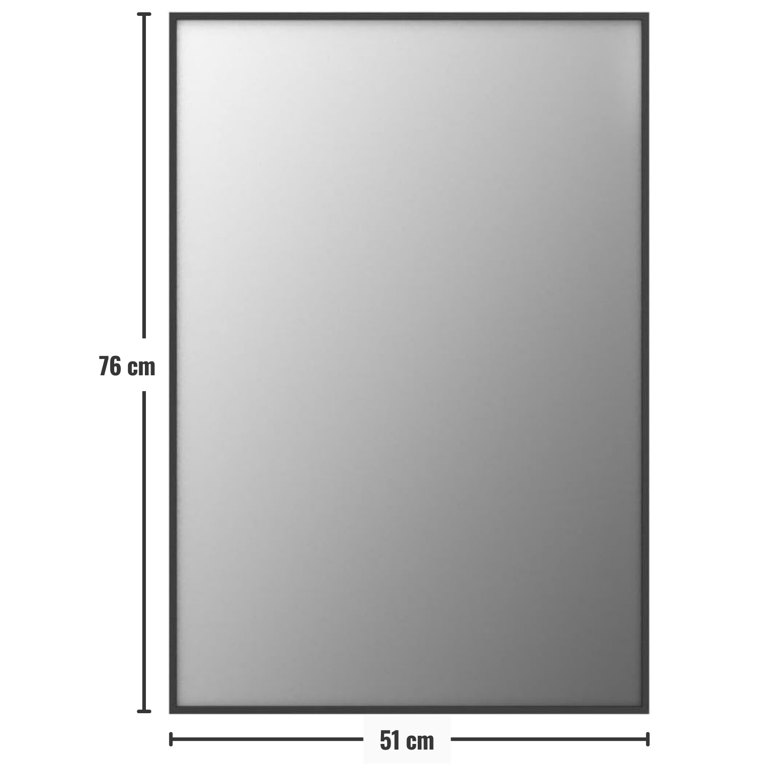 Loevschall Wandspiegel »Rechteckige Spiegel mit schwarzem Alurahmen, wendbar, einfache Montage«, (2 Größen - 51x76 / 61x76 cm, vertikal und horizontal möglich, Schwarz), Spiegel für Schlafzimmer, Wohnzimmer, Garderobe, Flur und Badezimmer