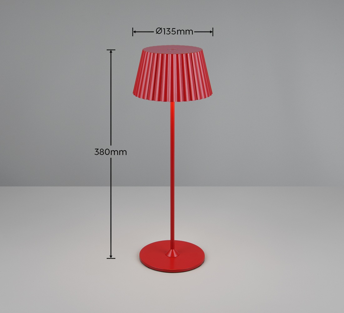 REALITY Leuchten LED Außen-Tischleuchte »SUAREZ«, 1 flammig, Leuchtmittel LED-Board | LED fest integriert, Outdoor Akku Tischlampe inkl Ladestation USB-C, Touch-Dimmer Höhe 39cm