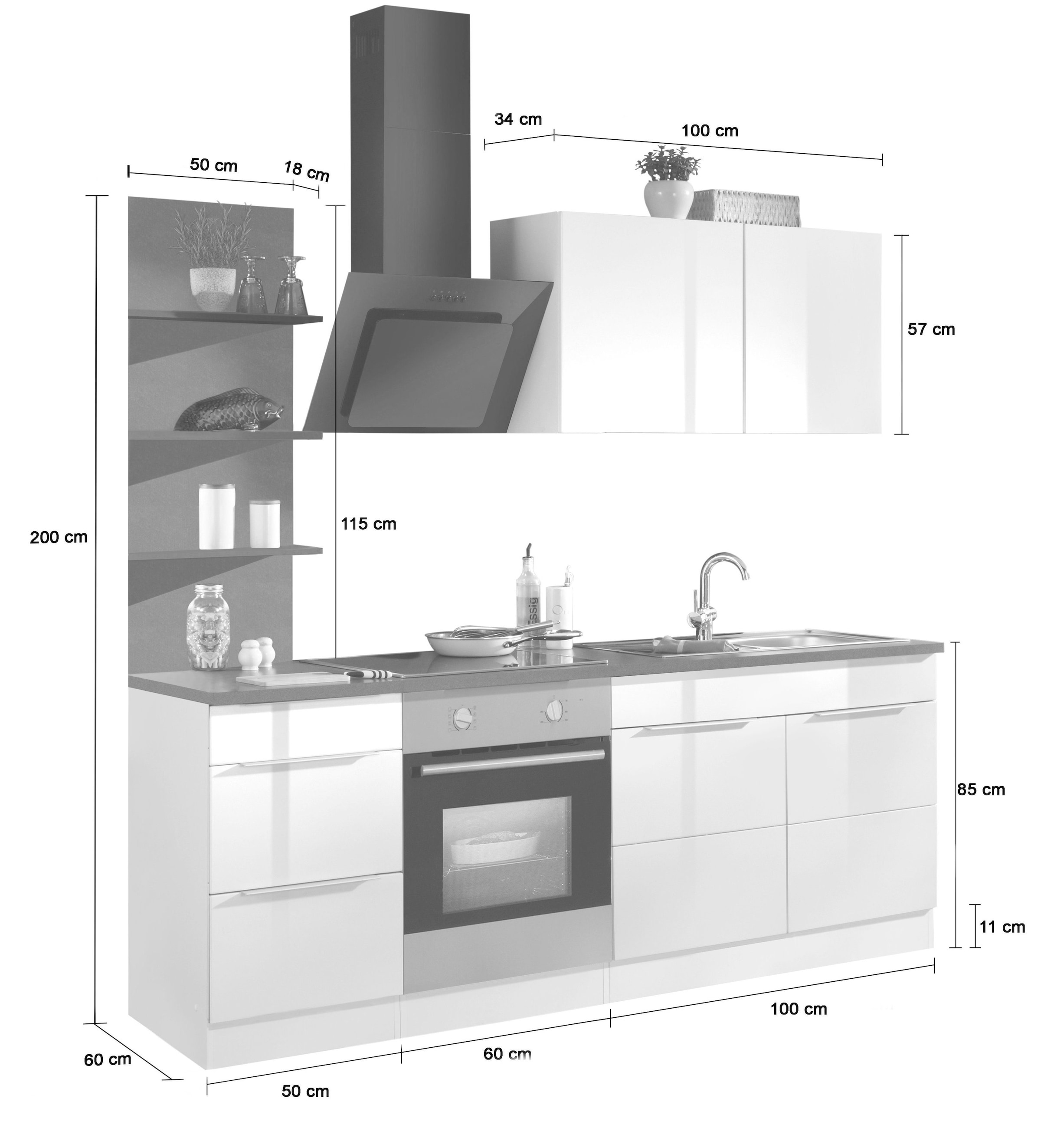 HELD MÖBEL Küchenzeile »Brindisi«, mit kaufen E-Geräten, auf cm Breite 210 Rechnung