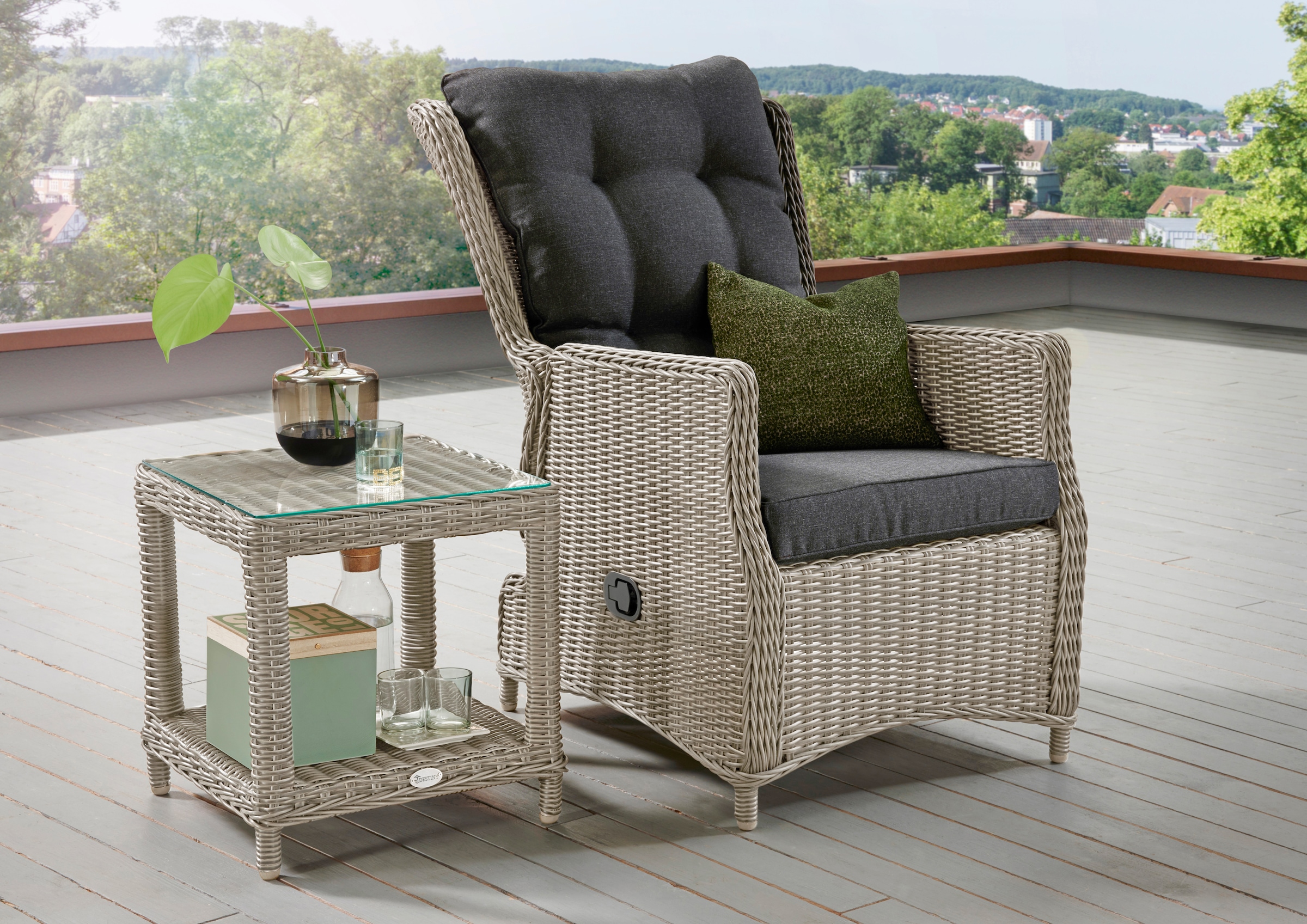 Destiny Gartenlounge-Set »CASA MERANO« 1x Sessel, 1x Beistelltisch, inkl. A günstig online kaufen