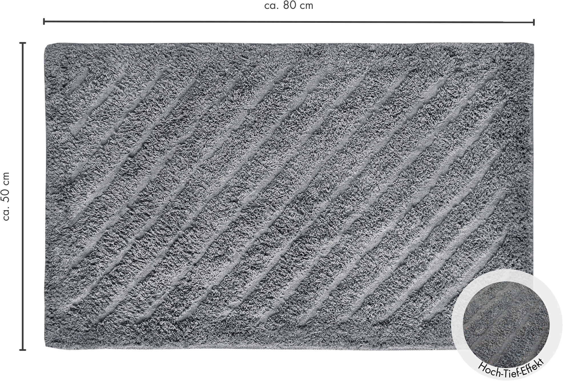 Andiamo Badematte »Havanna, 50x80 cm«, fußbodenheizungsgeeignet-schnell trocknend, Badteppich, Uni Farben, Hoch-Tief Effekt, verschiedene Designs