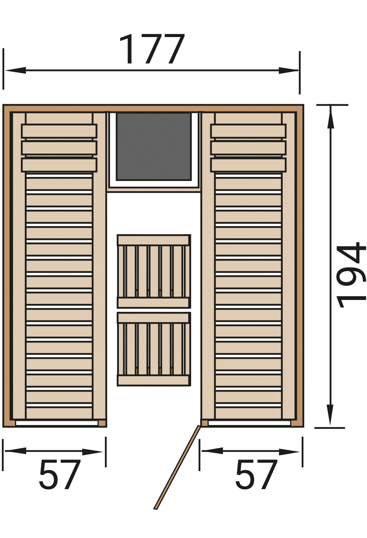 weka Sauna »Elementsauna KAARINA 2« platzsparende Nischensauna, 2 Fensterelemente, moderne Ganzglastür