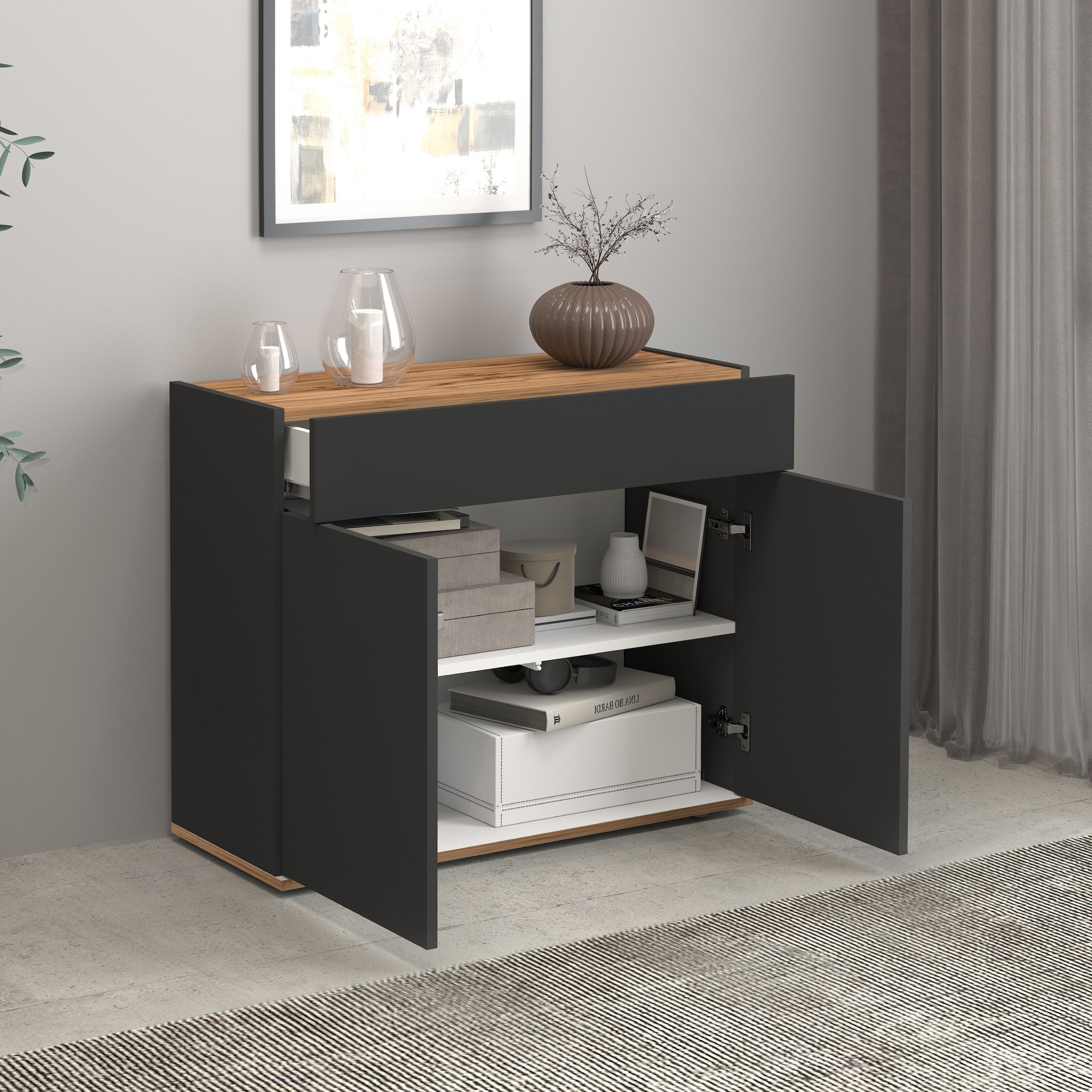 INOSIGN Sideboard »Garda, Kommode, Schrank, Kredenz«, 2 Türen, 1 Schublade,grifflos Breite 80,9 cm