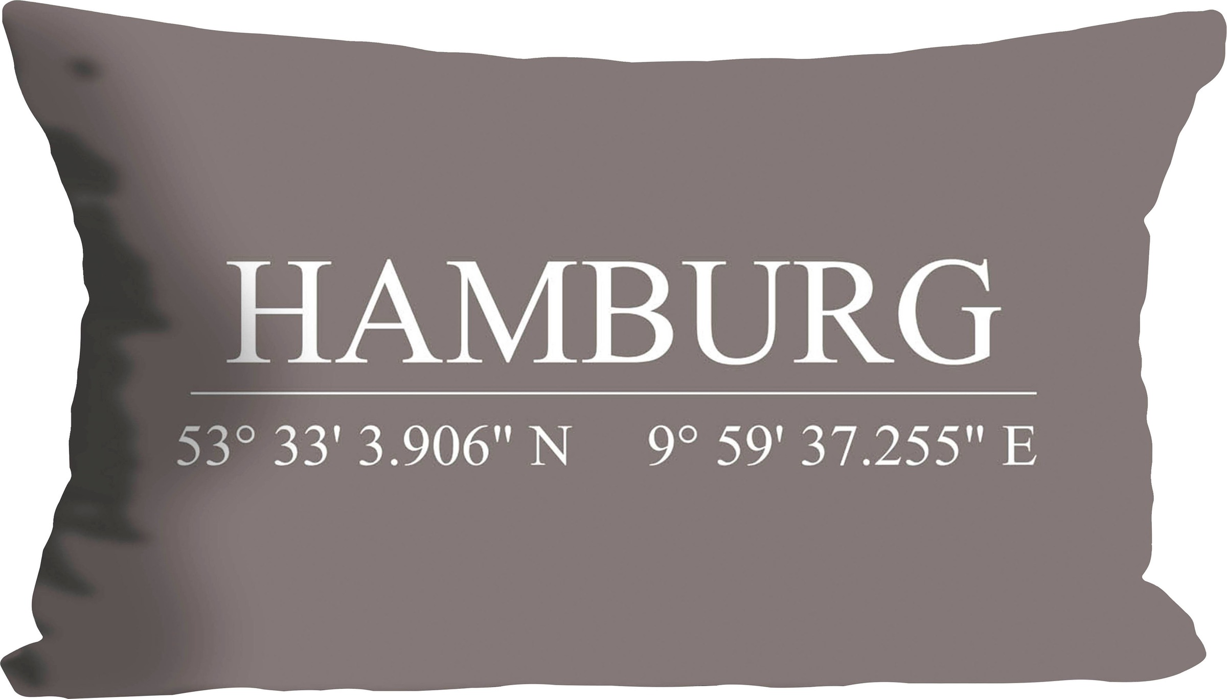 queence Dekokissen »Hamburg«, Kissenhülle,Hamburg Schriftzug,Koordinaten,St günstig online kaufen