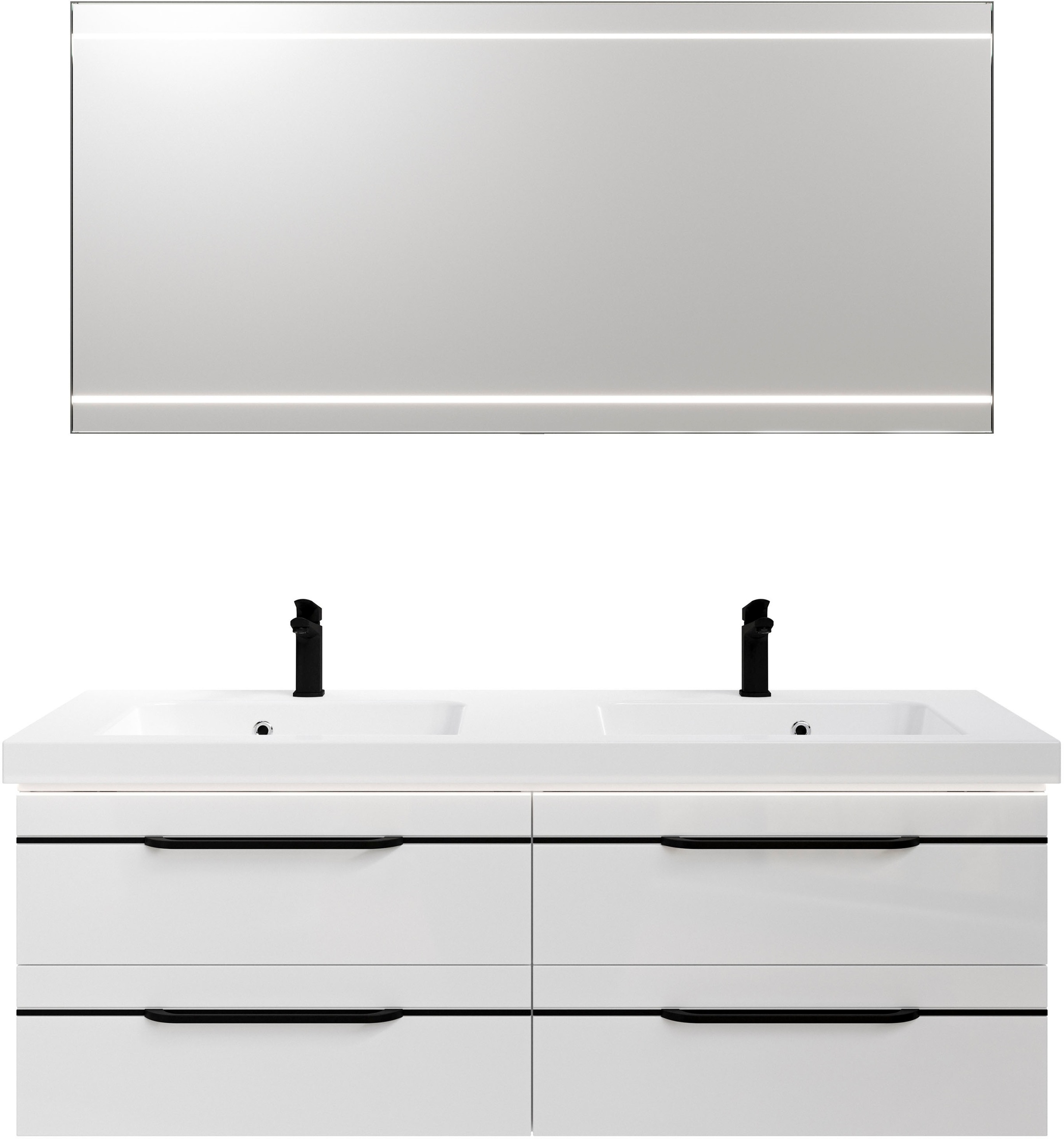 Saphir Badmöbel-Set »Balto 2-teilig Mineralmarmor-Doppelwaschtisch mit LED- günstig online kaufen