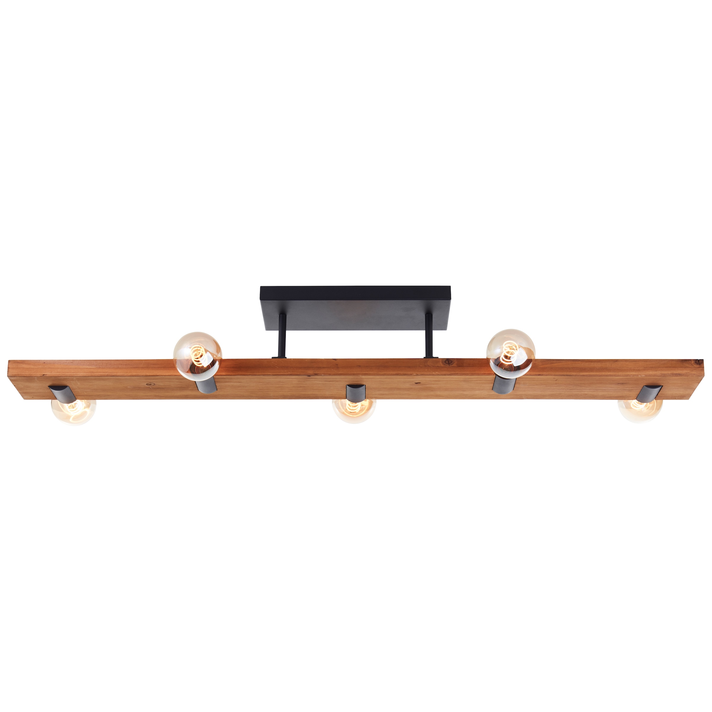 Brilliant Deckenleuchte »Mertes«, 5 flammig, Leuchtmittel E27 | ohne Leuchtmittel, Deckenlampe, E27, 115 x 12,5 cm, Holz/Metall, braun/schwarz