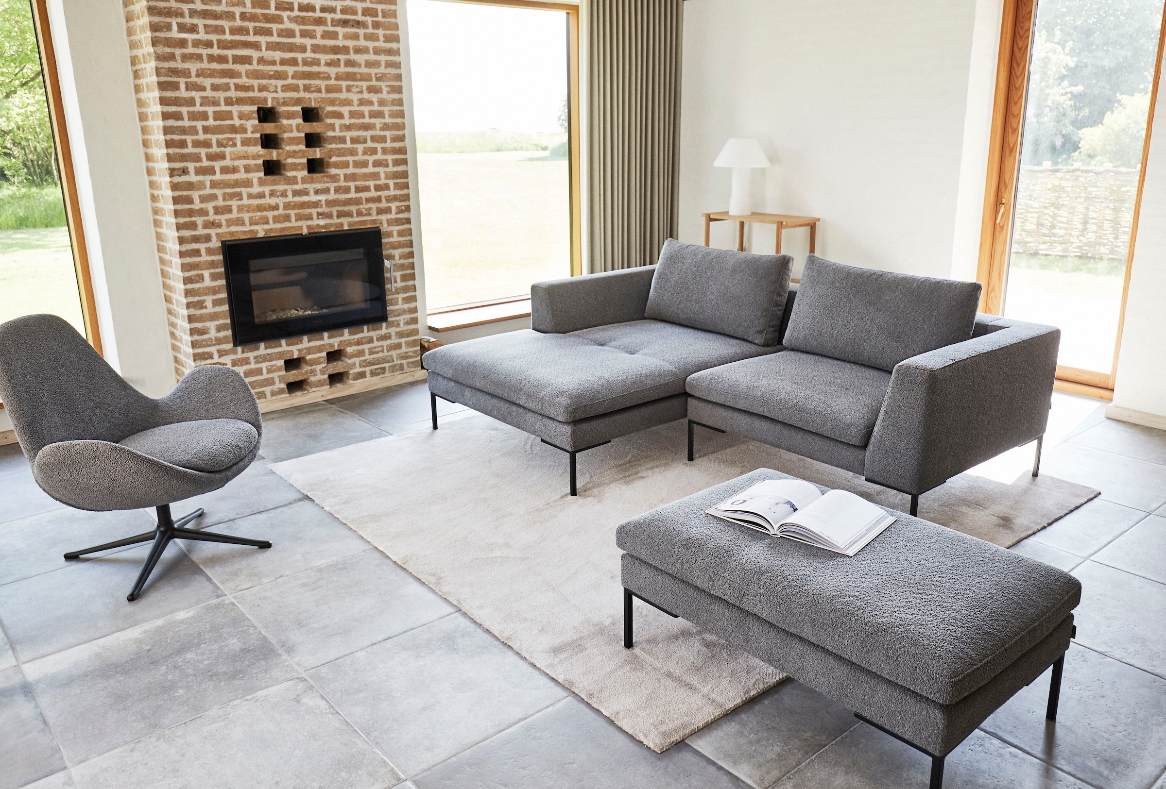 FLEXLUX Ecksofa »Loano, superbequemer Sitzkomfort durch Kaltschaum im Sitz, L-Form«, modernes Sofa, frei im Raum stellbar, lose Kissen, hoher Fuß