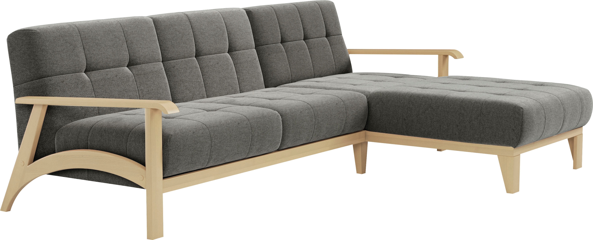 sit&more Ecksofa »Billund L-Form«, Armlehnen aus Buchenholz in natur, verschiedene Bezüge und Farben