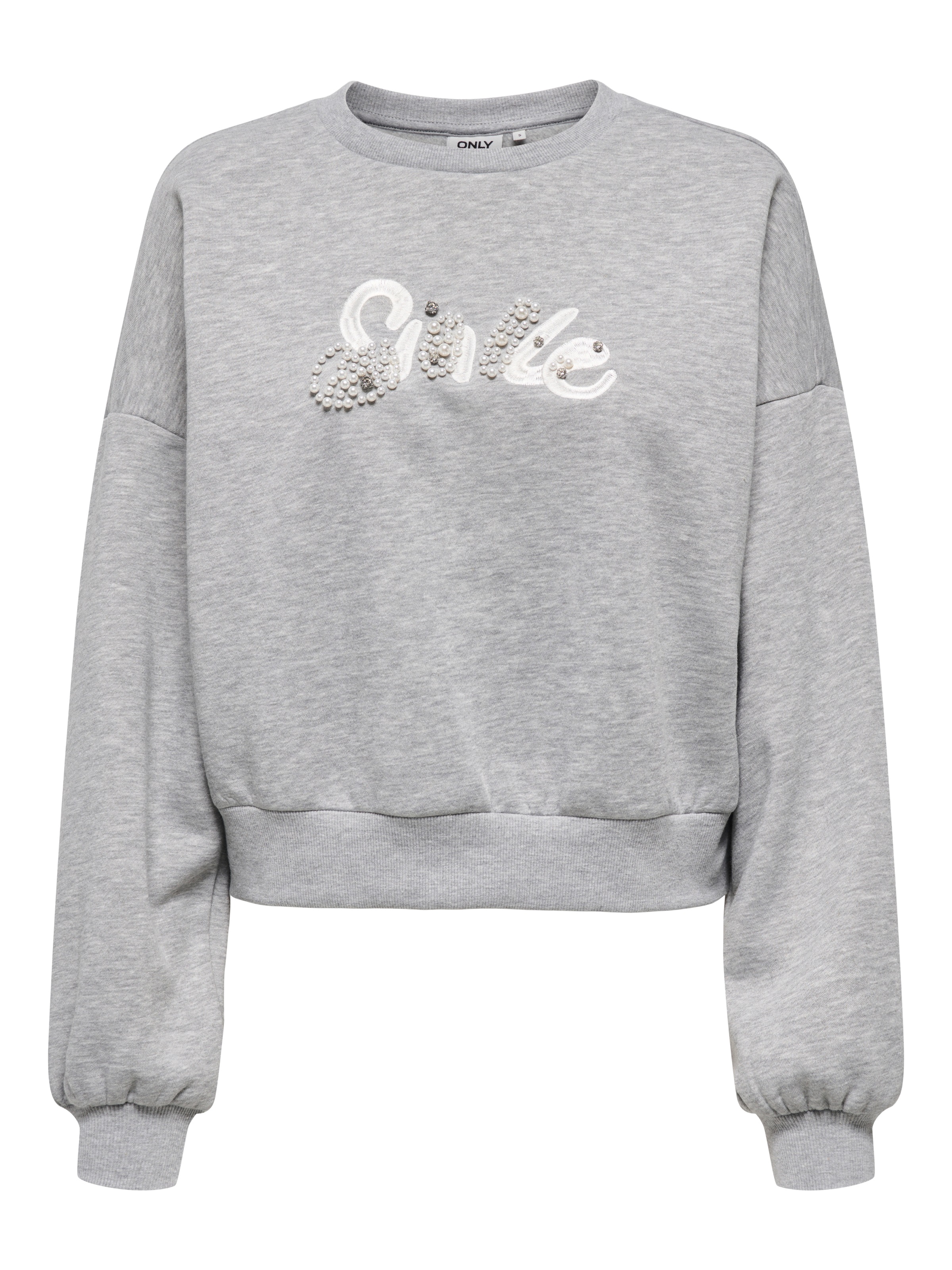 ONLY Sweatshirt »ONLALMA L/S O-NECK DETAIL BOX CC UB SWT«, mit Zierperlen
