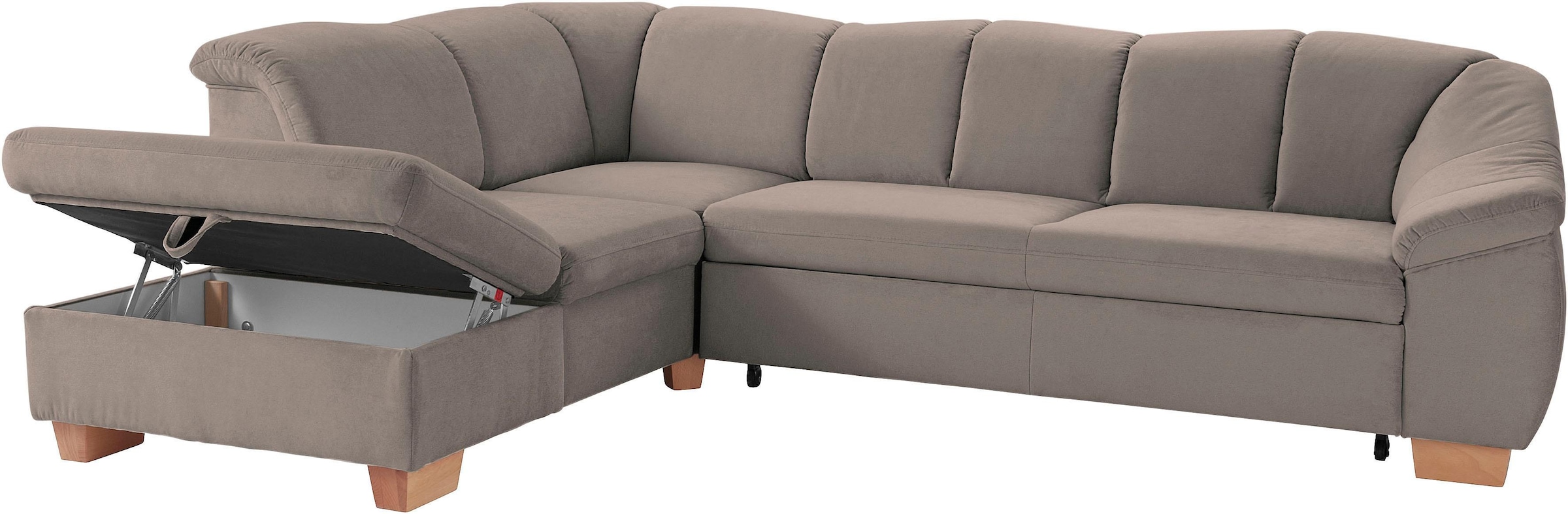 sit&more Ecksofa »Santo L-Form«, mit Federkern, wahlweise mit Bettfunktion und Stauraum