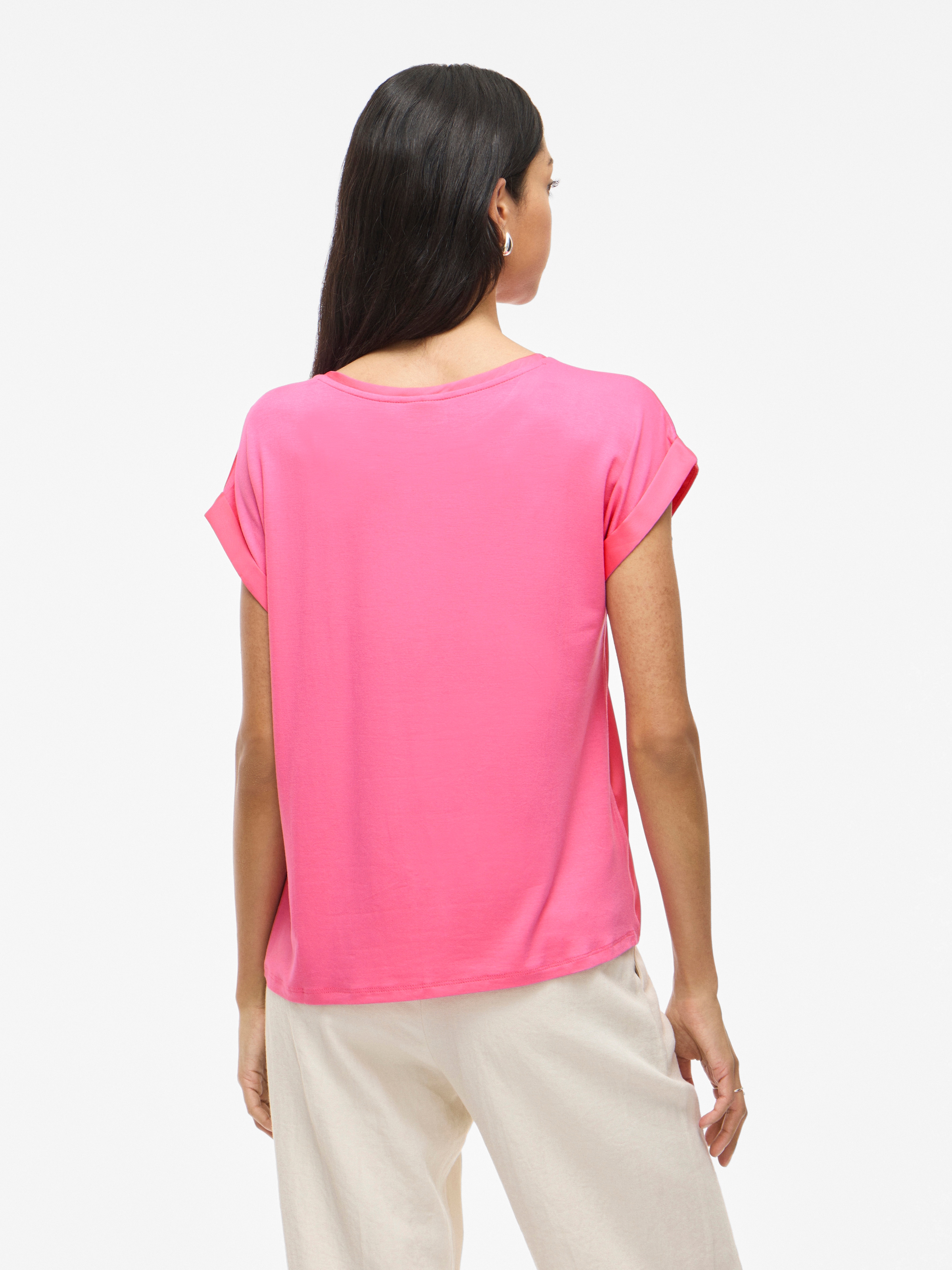 Vila Kurzarmshirt »VIELLETTE S/S SATIN TOP - NOOS«, Satin Optik