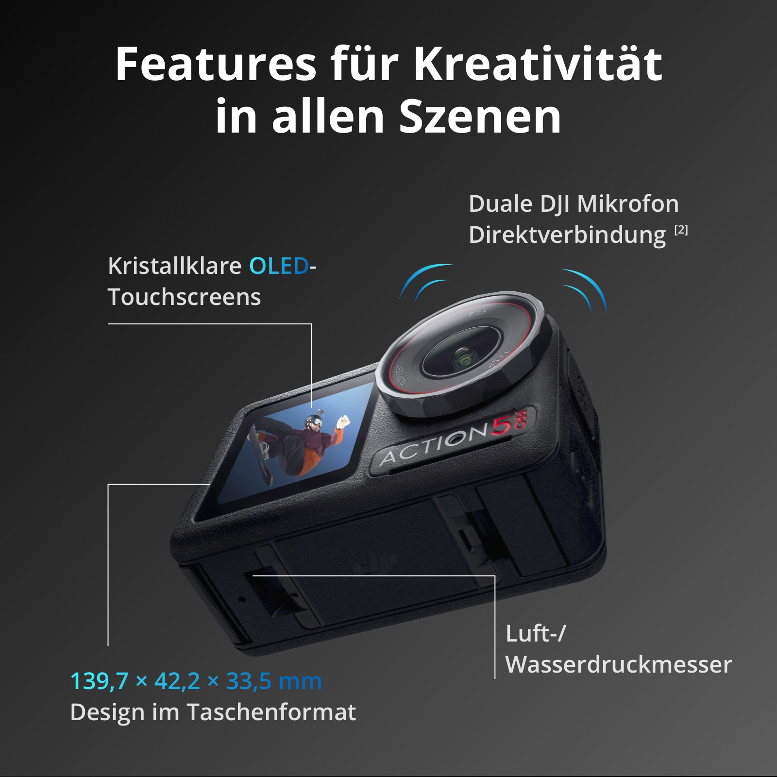 DJI Camcorder »Osmo Action 5 Pro Advanced Combo - OTTO Exklusiv-Bundle« 4K Ultra HD Bluetooth