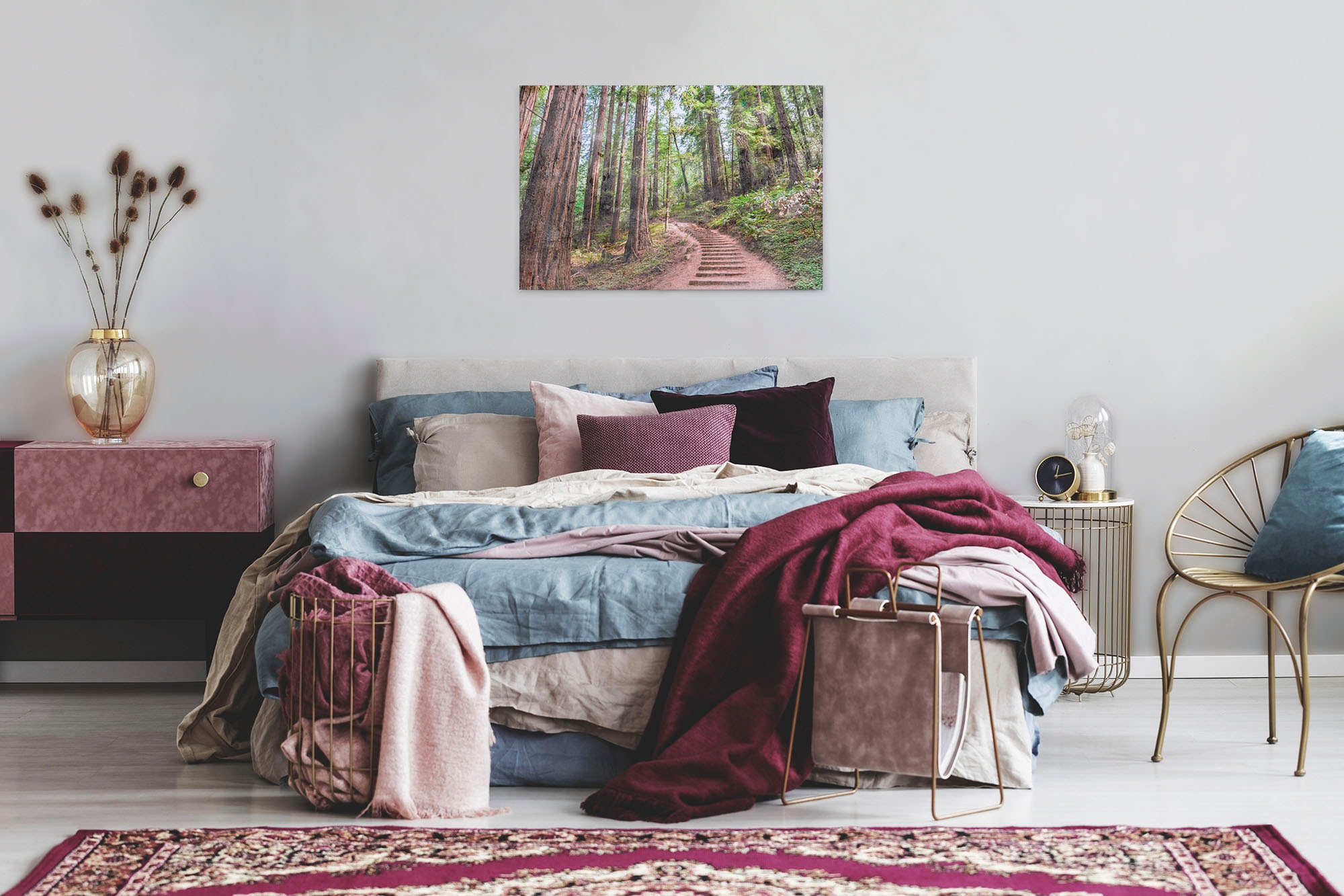 A.S. Création Leinwandbild »Forest Walk«, Kunst-Wald-Kinder, (1 St.), Waldweg Wald Bild Keilrahmen Leinwand-Bild Wohnzimmer modern Wandbild