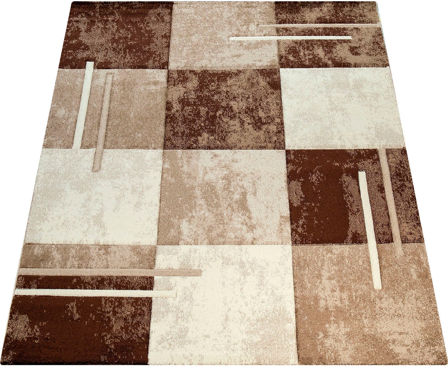Paco Home Teppich »Diamond 663«, rechteckig, 18 mm Höhe, Kurzflor, Karo Muster, 3D-Design, ideal im Wohnzimmer & Schlafzimmer