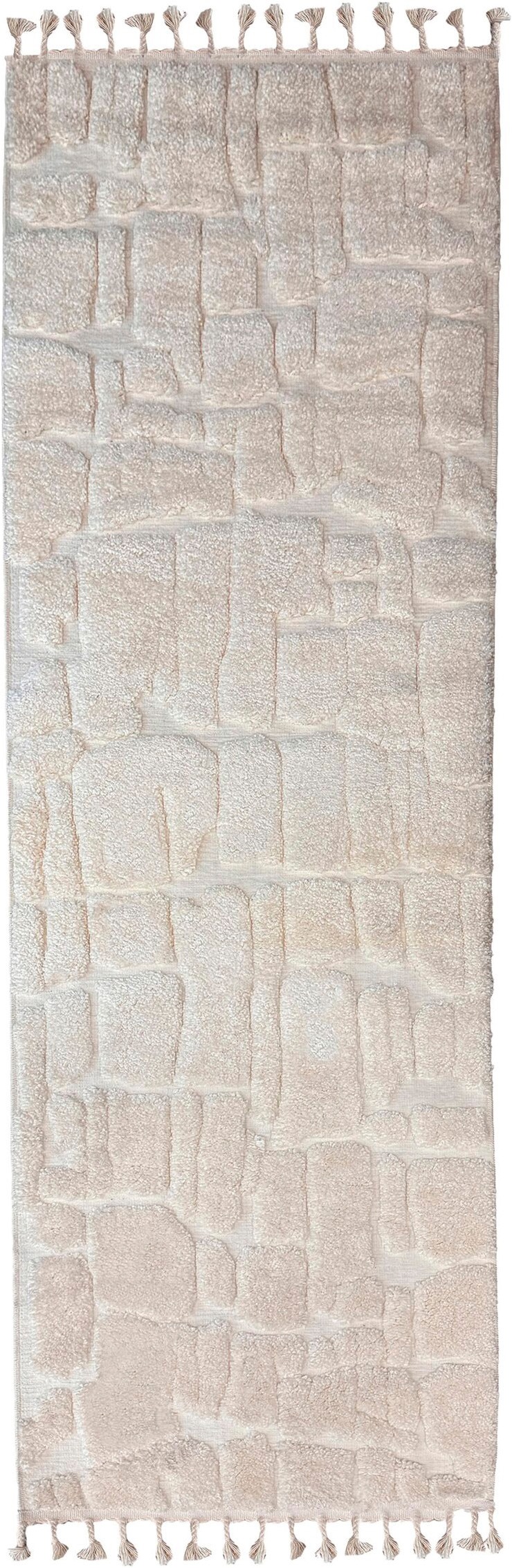 FLAIR RUGS Teppich »ESRA COBBLED« rechteckig 20 mm Höhe Woll Border Teppich, mit Muschelsaumkante
