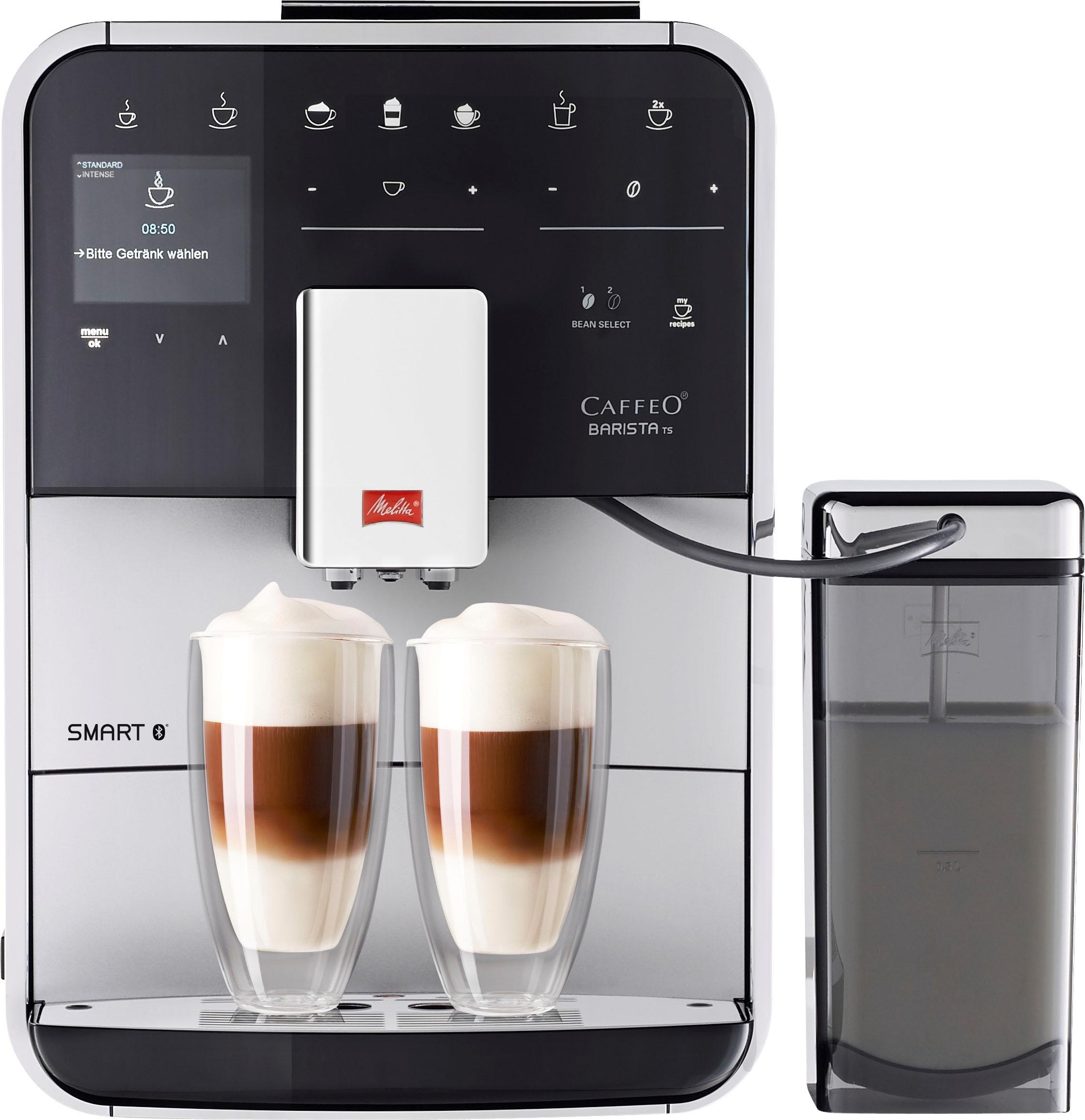 Melitta Kaffeevollautomat »Barista TS Smart® F850-102, schwarz«, 21 Kaffeerezepte & 8 Benutzerprofile, 2-Kammer Bohnenbehälter