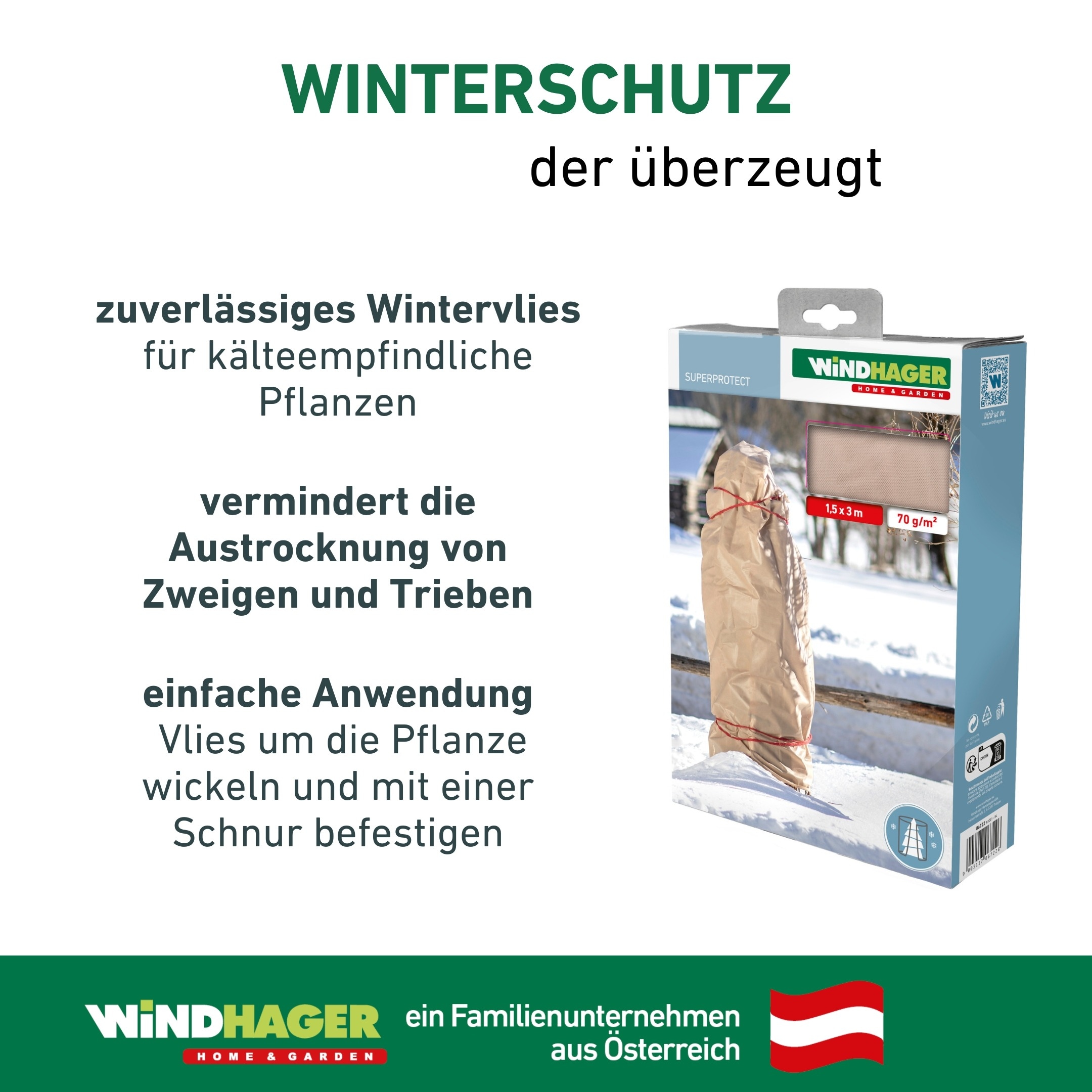 Windhager Winterschutzvlies »für Gartenpflanzen, Frostschutz und Kälteschutz« licht-, wasser- und luftdurchlässig, 5x1,5 m, Stärke 30 g/m2