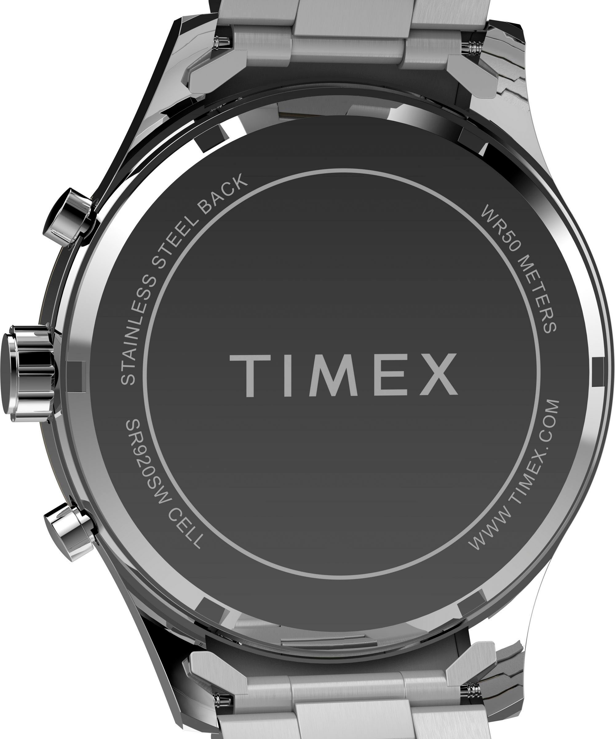 Timex Chronograph »DRESS CHRONO«, Quarzuhr, Armbanduhr, Herrenuhr,Edelstahlarmband,Stoppfunktion,Tag