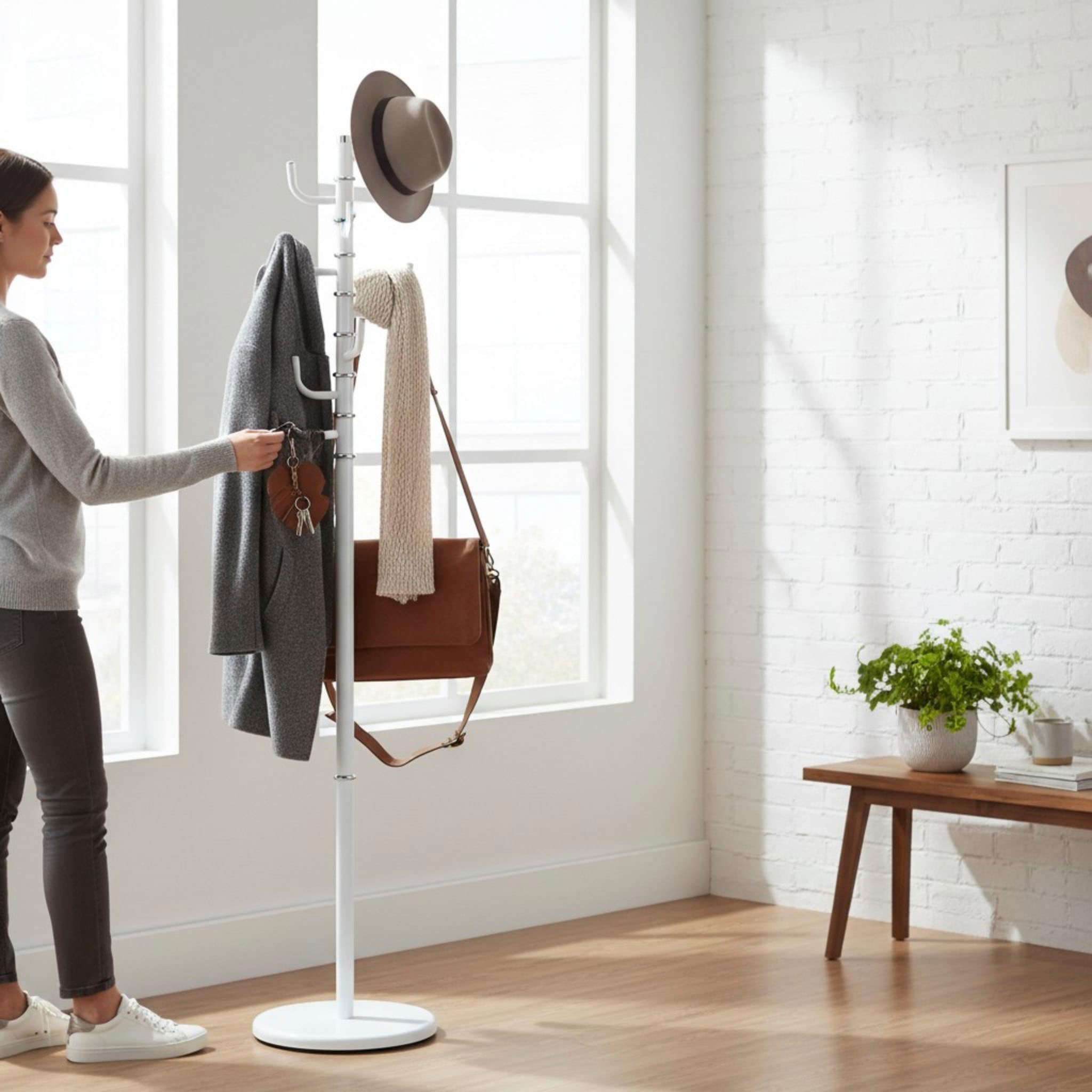 HAKU Garderobenständer »Kleiderständer, Standgarderobe« rund - aus Metall Weiß - Ø/H 29/170 cm