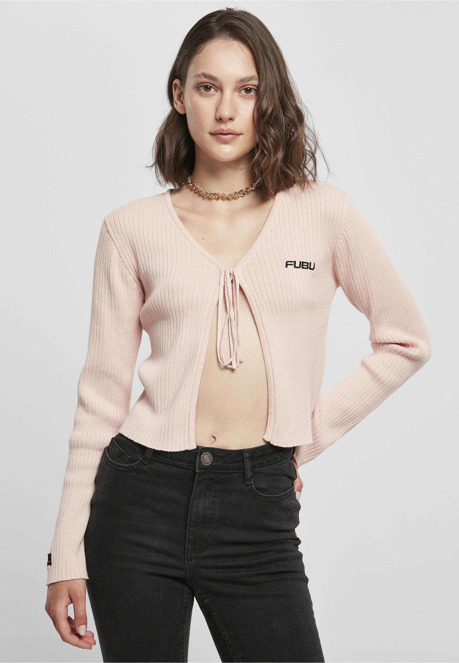 Fubu Cardigan »Fubu Damen FW222-016-1, Corporate Rib Knit Bolero rose« 1 tlg.