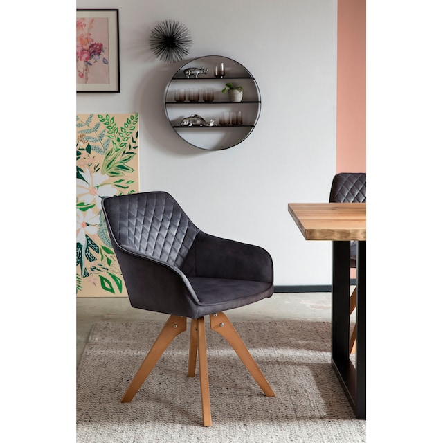 SalesFever Armlehnstuhl, 1 St., Samtvelours-Polyester, 180° Drehplatte  unter der Sitzfläche auf Raten bestellen
