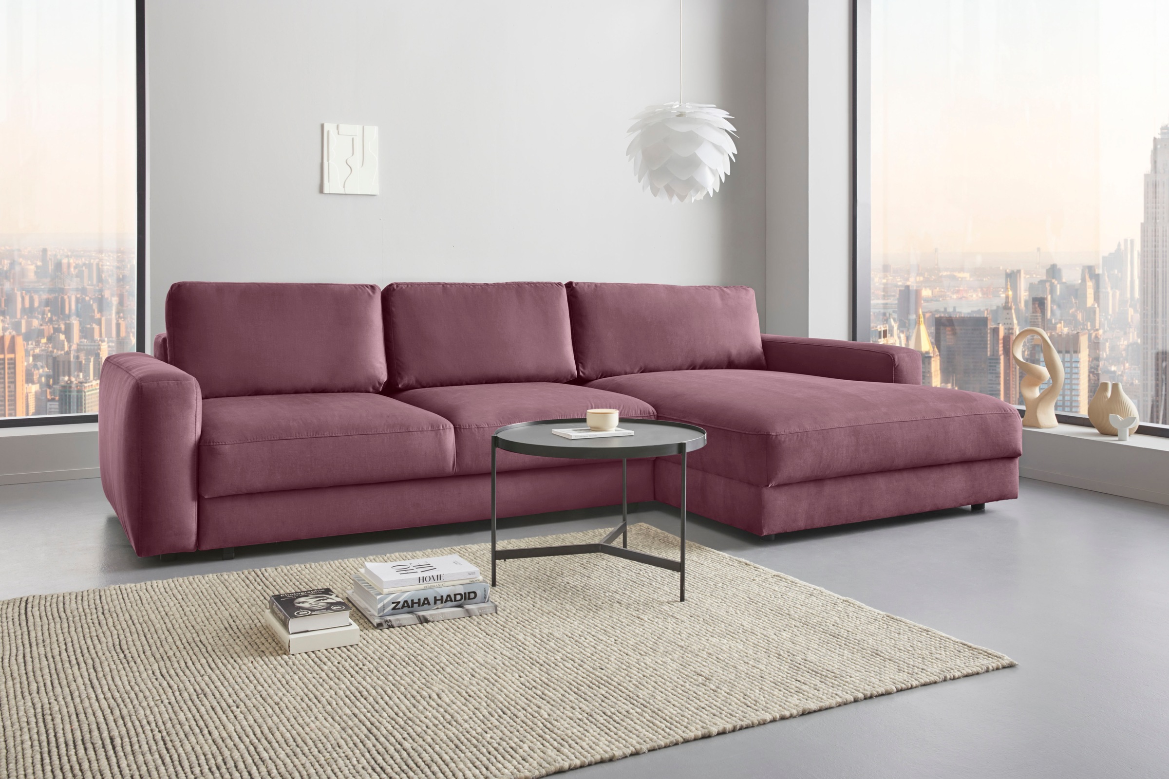 Places of Style Ecksofa »Bloomfield, bequem und elegant, L-Form«, wahlweise mit Bettfunktion und Bettkasten