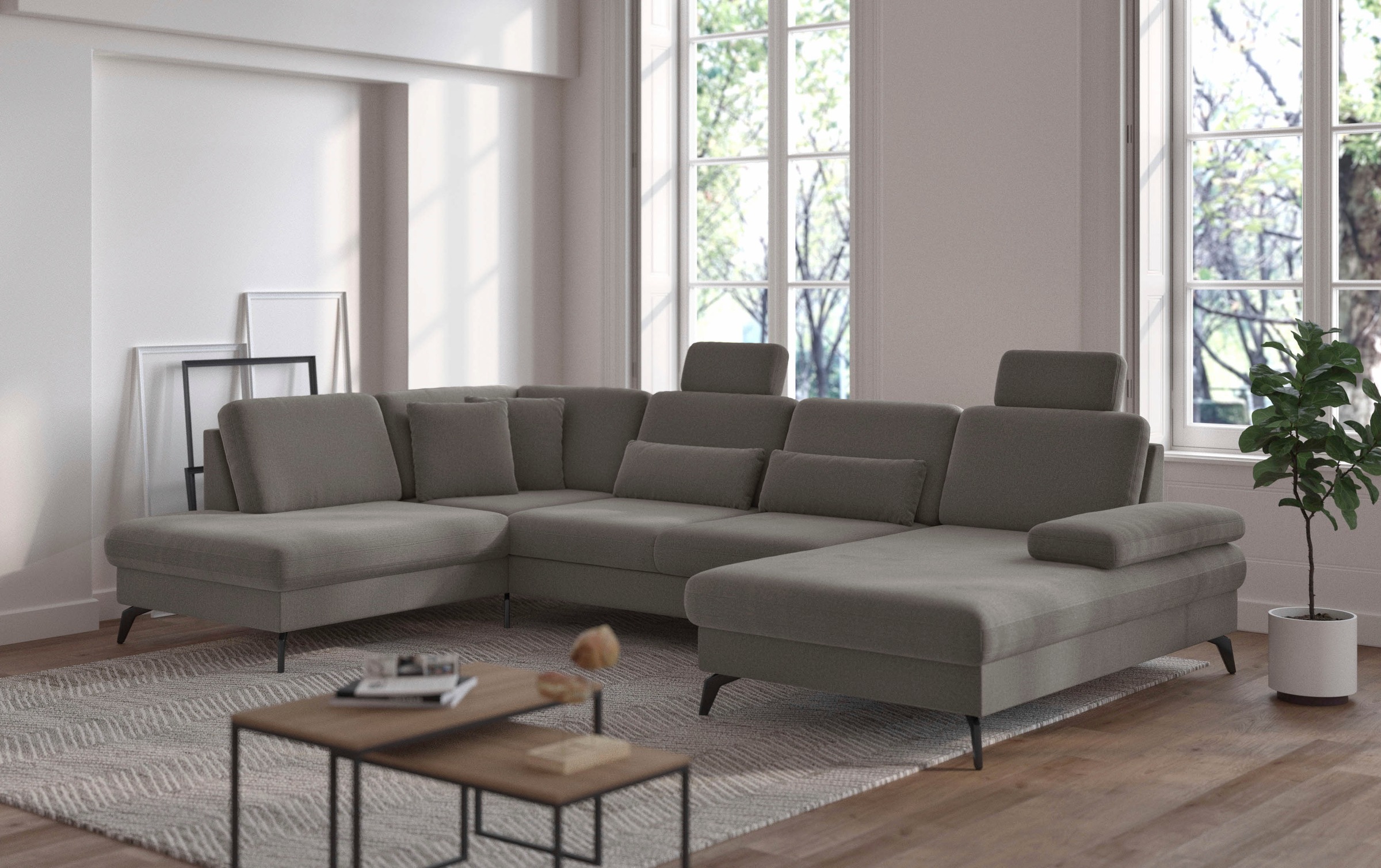 sit&more Wohnlandschaft »Morris U-Form, inkl. Sitztiefenverstellung«, wahlweise mit Armteilverstellung, Bettfunktion & Bettkasten