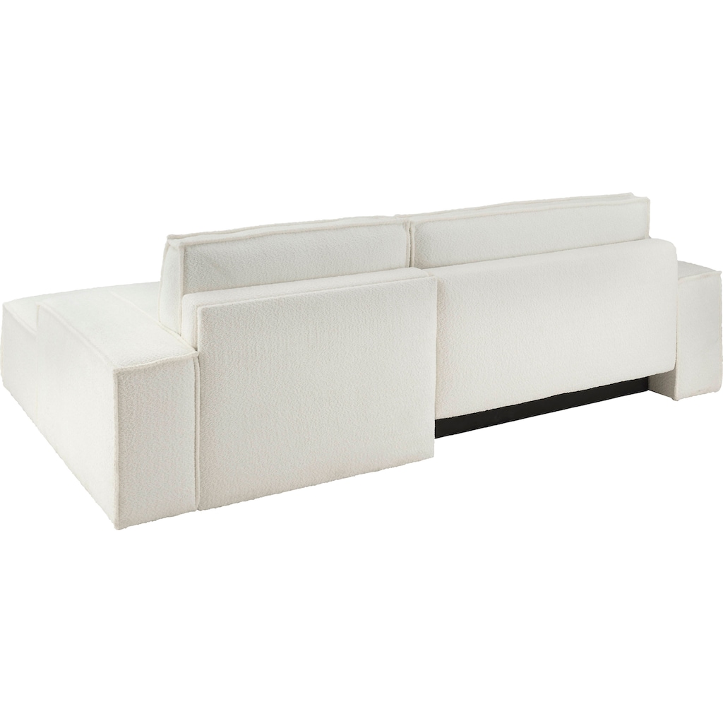 andas Ecksofa »Finnley Schlafsofa 267 cm in Bouclé u. Struktur fein, L-Form,«, Schlaffunktion m. Bettkasten (136/210 cm), Bouclé, Struktur