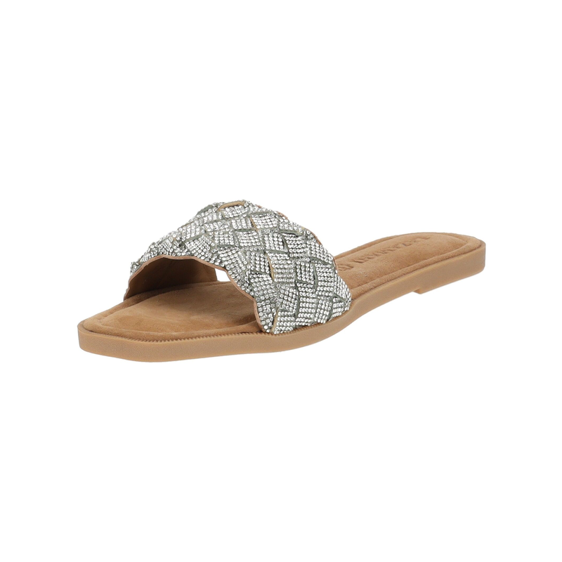 LAZAMANI Pantolette »Pantoletten Leder/Textil« Silber 39 39 Verschluss: Schlupfschuh