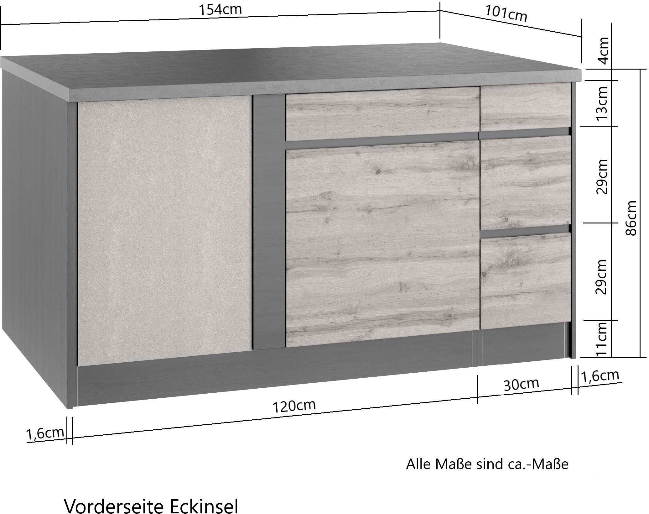 KOCHSTATION Winkelküche »KS-Riesa«, Stellbreite 490/153 cm, ohne E-Geräte