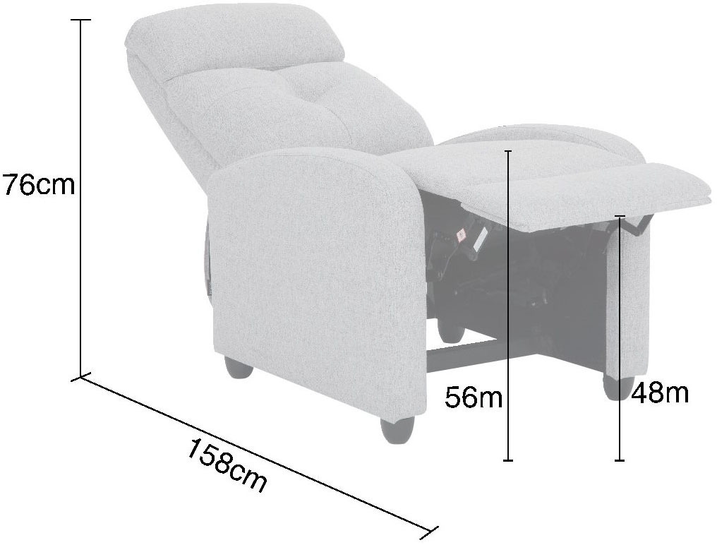 Home affaire Relaxsessel »VESOUL, TV-Sessel, Ruhesessel mit Schlaffunktion, Webstoff«, Loungesessel mit manueller Relax- und Liegefunktion (105°-135°)