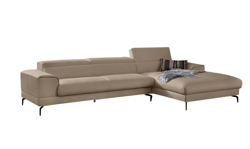 W.SCHILLIG Ecksofa »piedroo, Designsofa mit tollem Sitzkomfort, bequem, L-Form«, Kopfteilverstellung, wahlweise mit Sitztiefenverstellung, Breite 343cm
