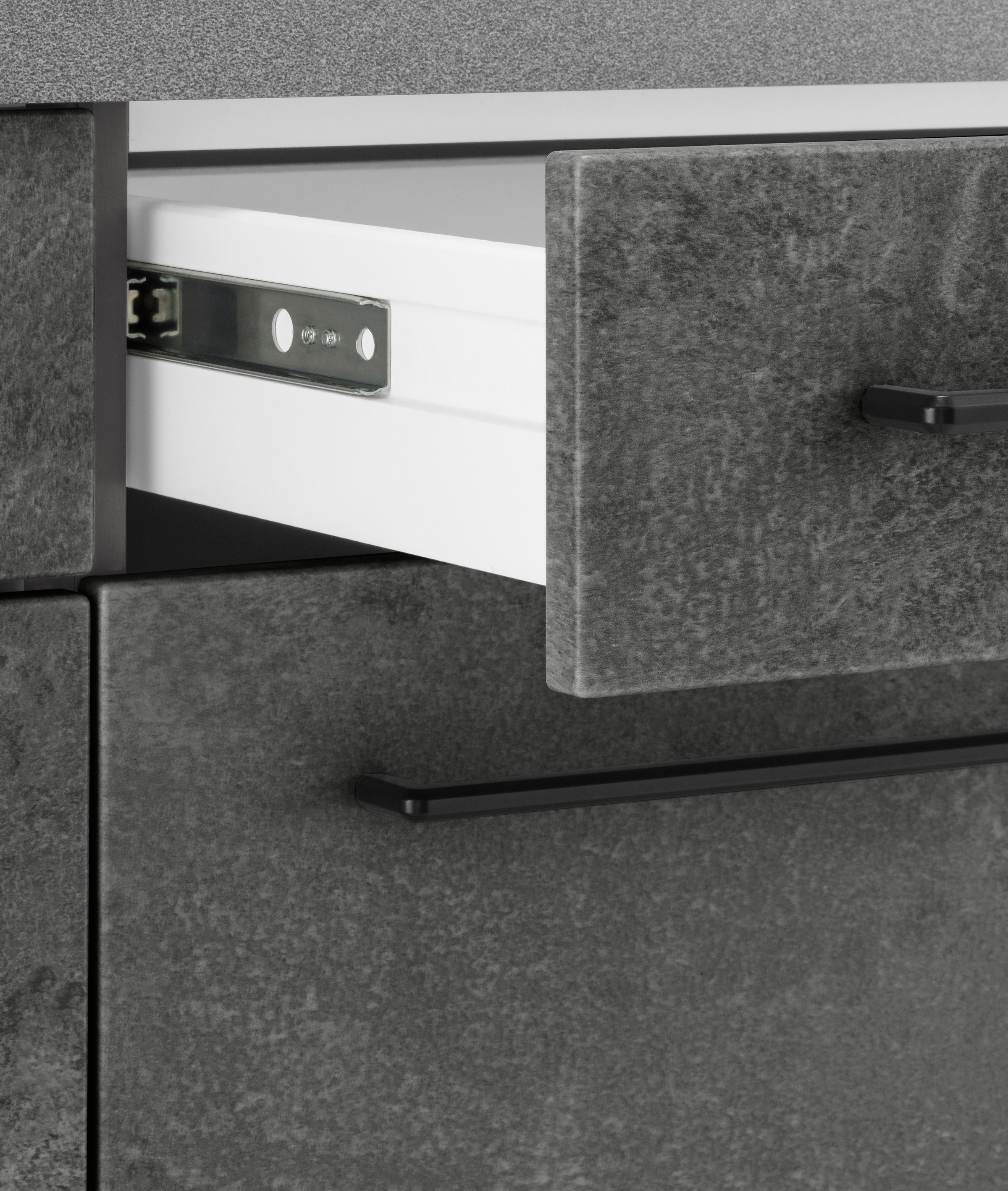 KOCHSTATION Küchenzeile »KS-Tulsa«, mit E-Geräten, Breite 320 cm, schwarze Metallgriffe, MDF Fronten